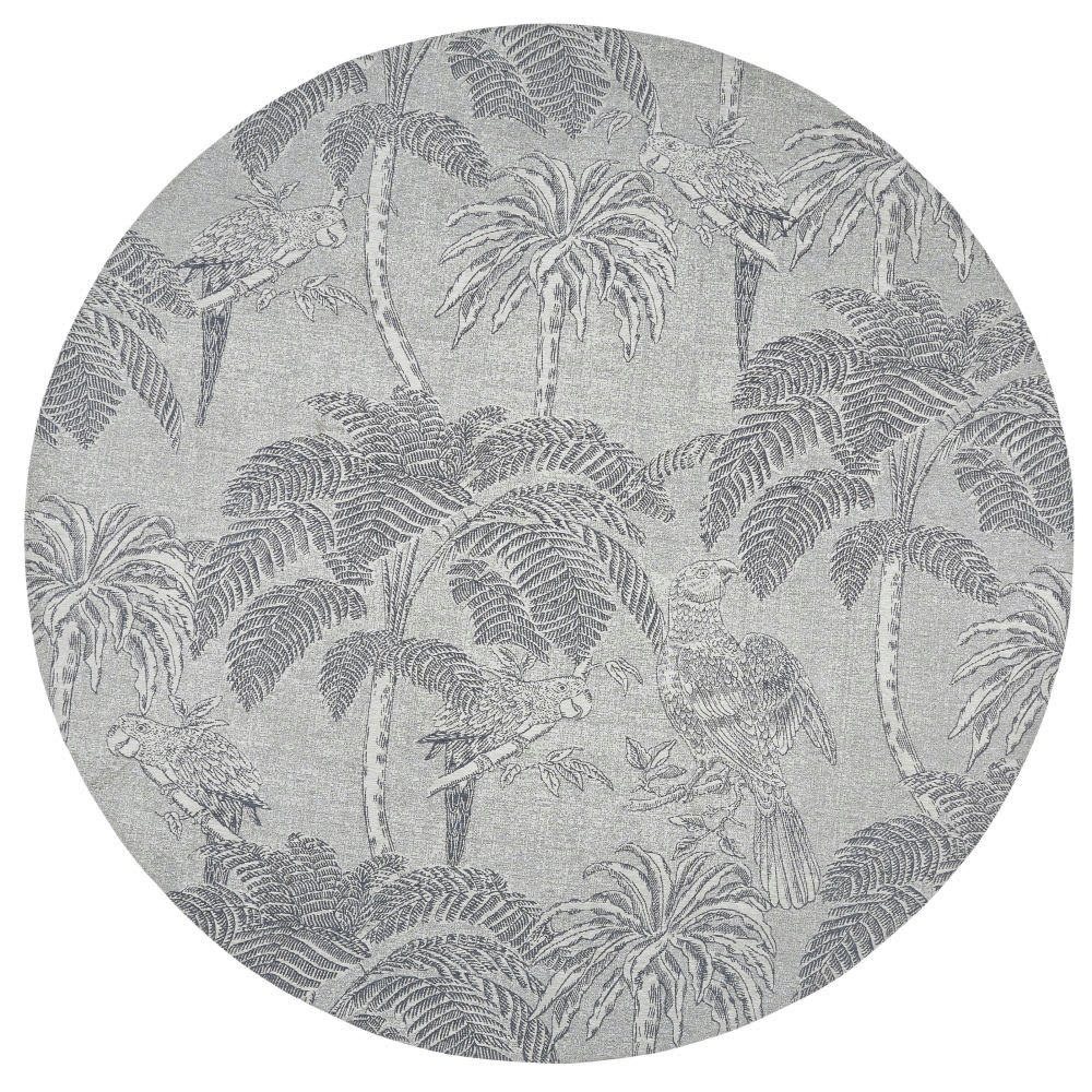 PARADIS - Tapis rond tissé jacquard beige imprimé gris anthracite D200