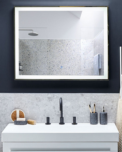 Miroir de salle de bain LED ARGENS 90 cm 70 cm Argenté