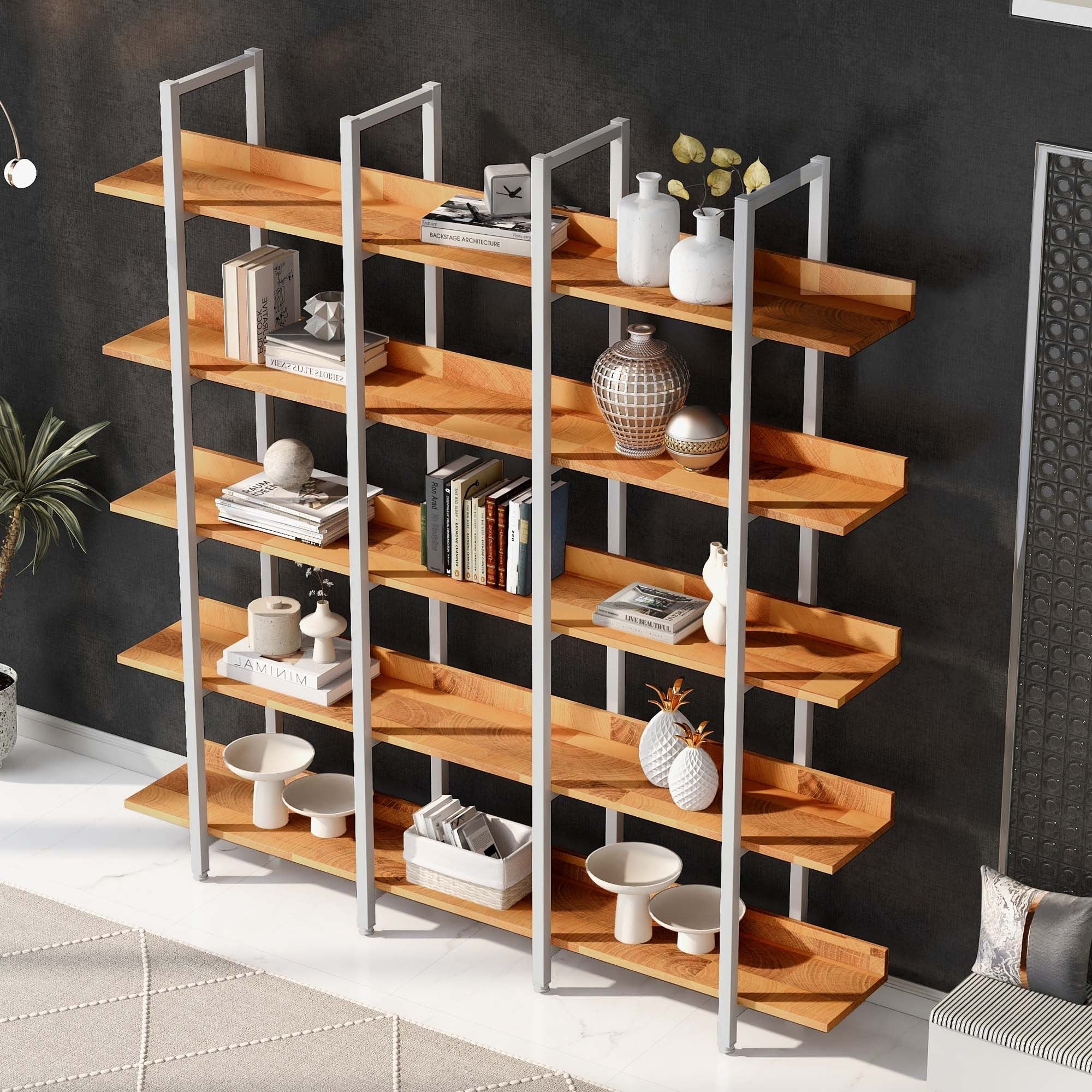 5 Tier Vintage Industrial Style Bookshelf