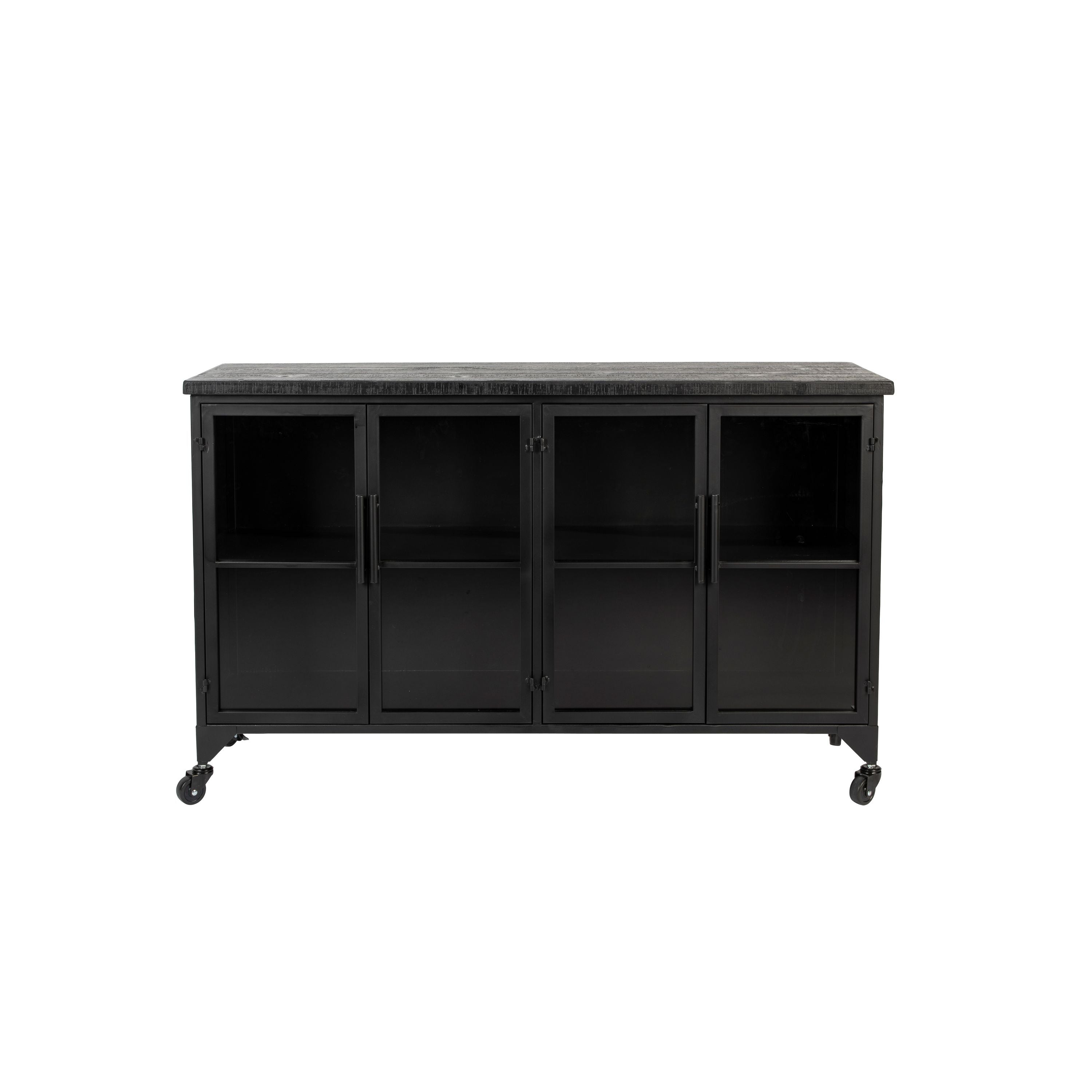Housecraft Living Ferre Kast op wieltjes Laag Hout/ Metaal Zwart