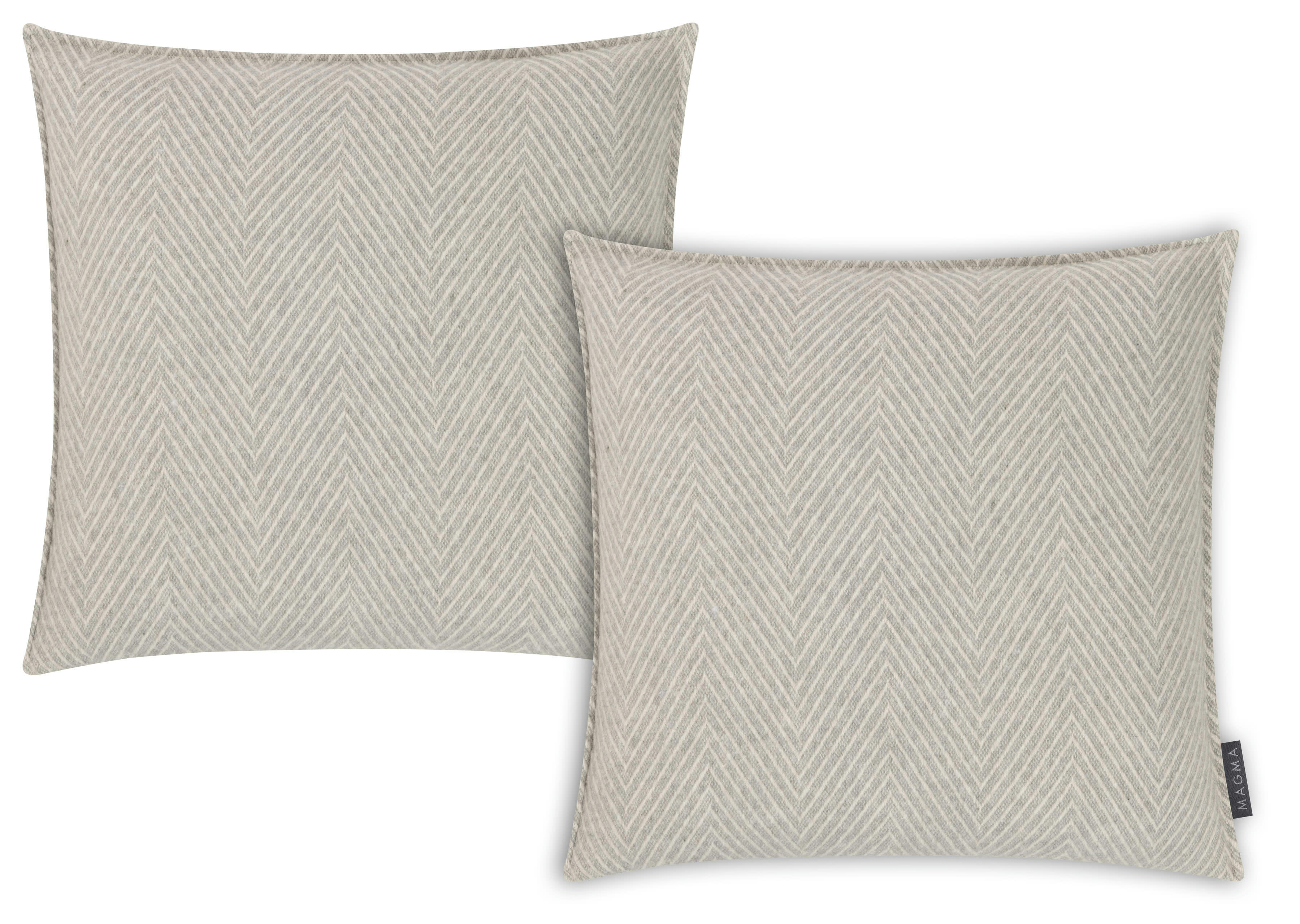 MERIDA - Housses de coussin chevrons gris coton recyclé- Lot de 2 - 45x45