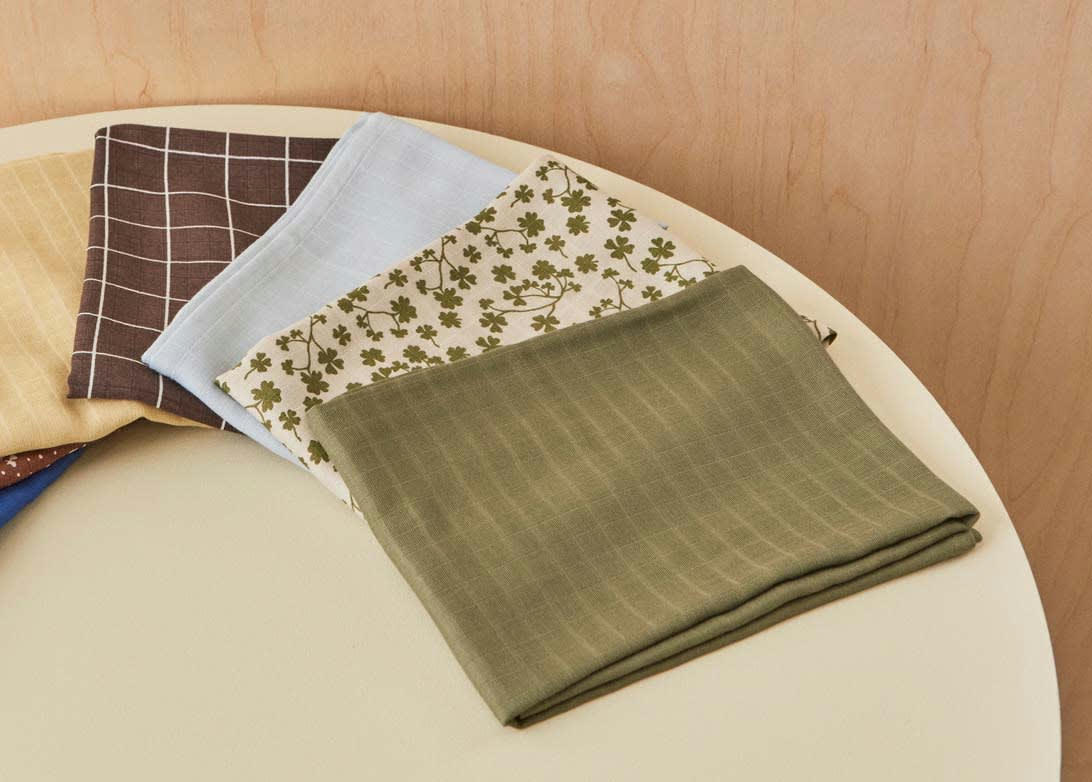IRO - Lot de 2 torchons vert en coton organique h70x70cm