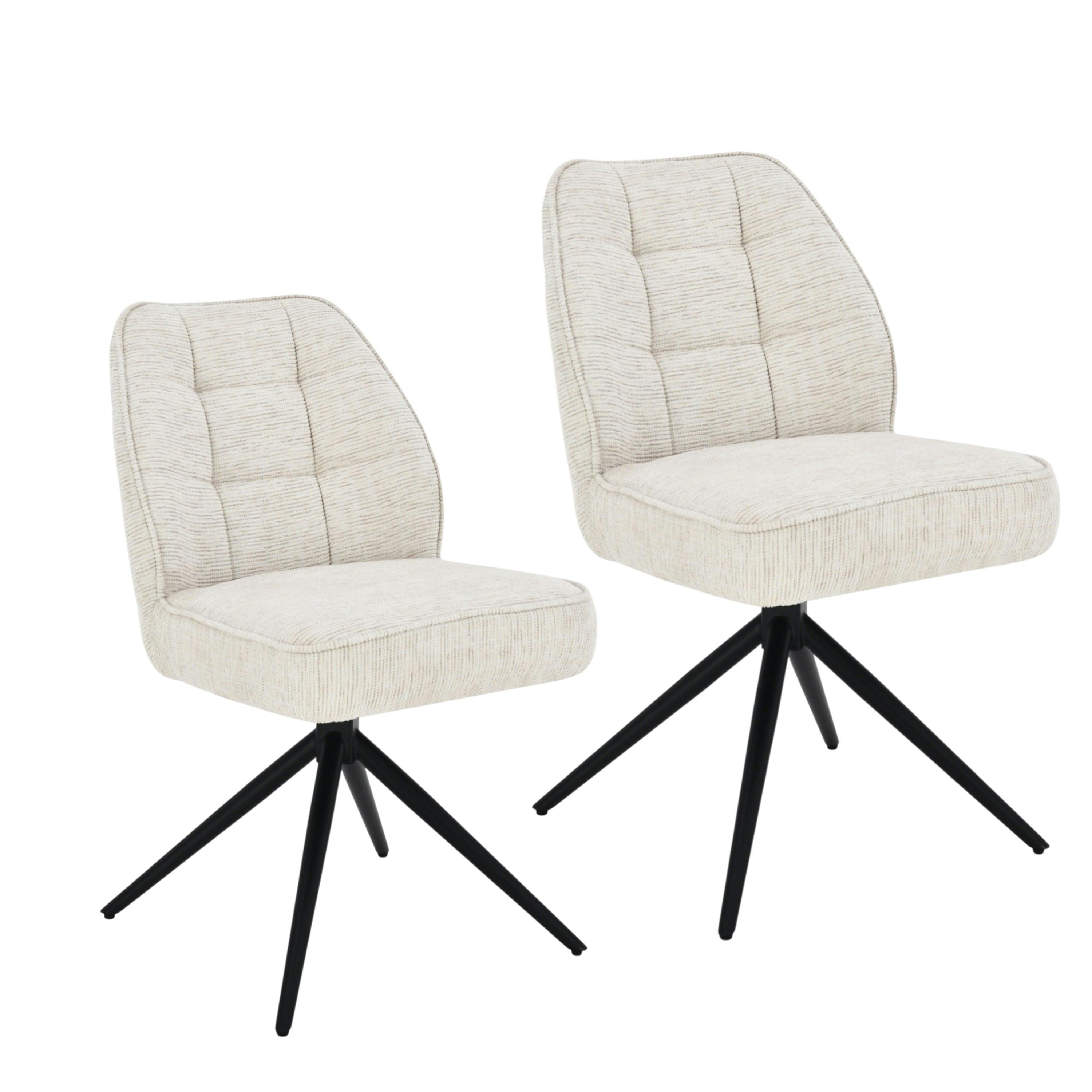 Chaise de salle à manger beige chiné pivotante (x2) LUGANO