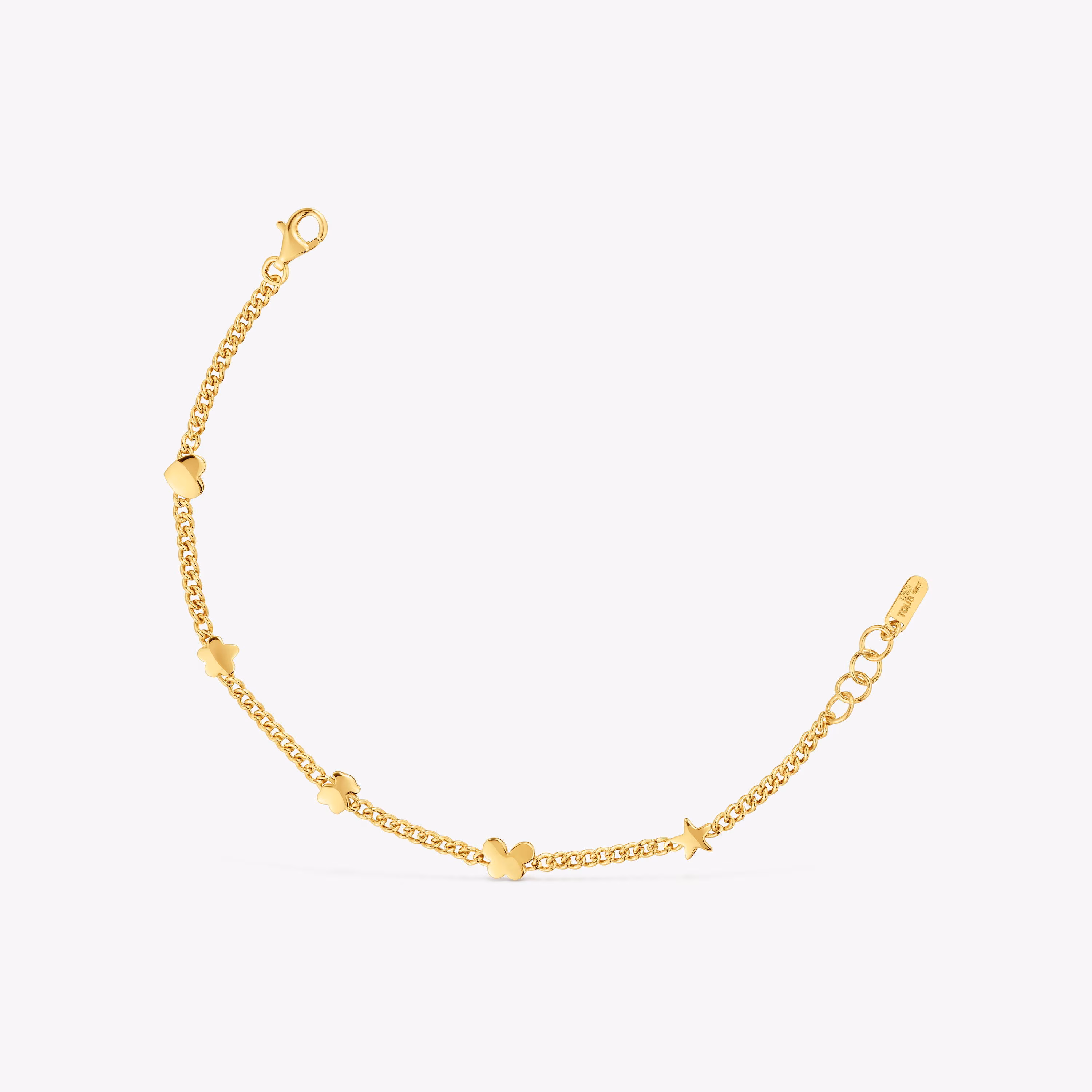 Pulsera cadena con baño de oro 18 kt sobre plata motivos Bold Motif