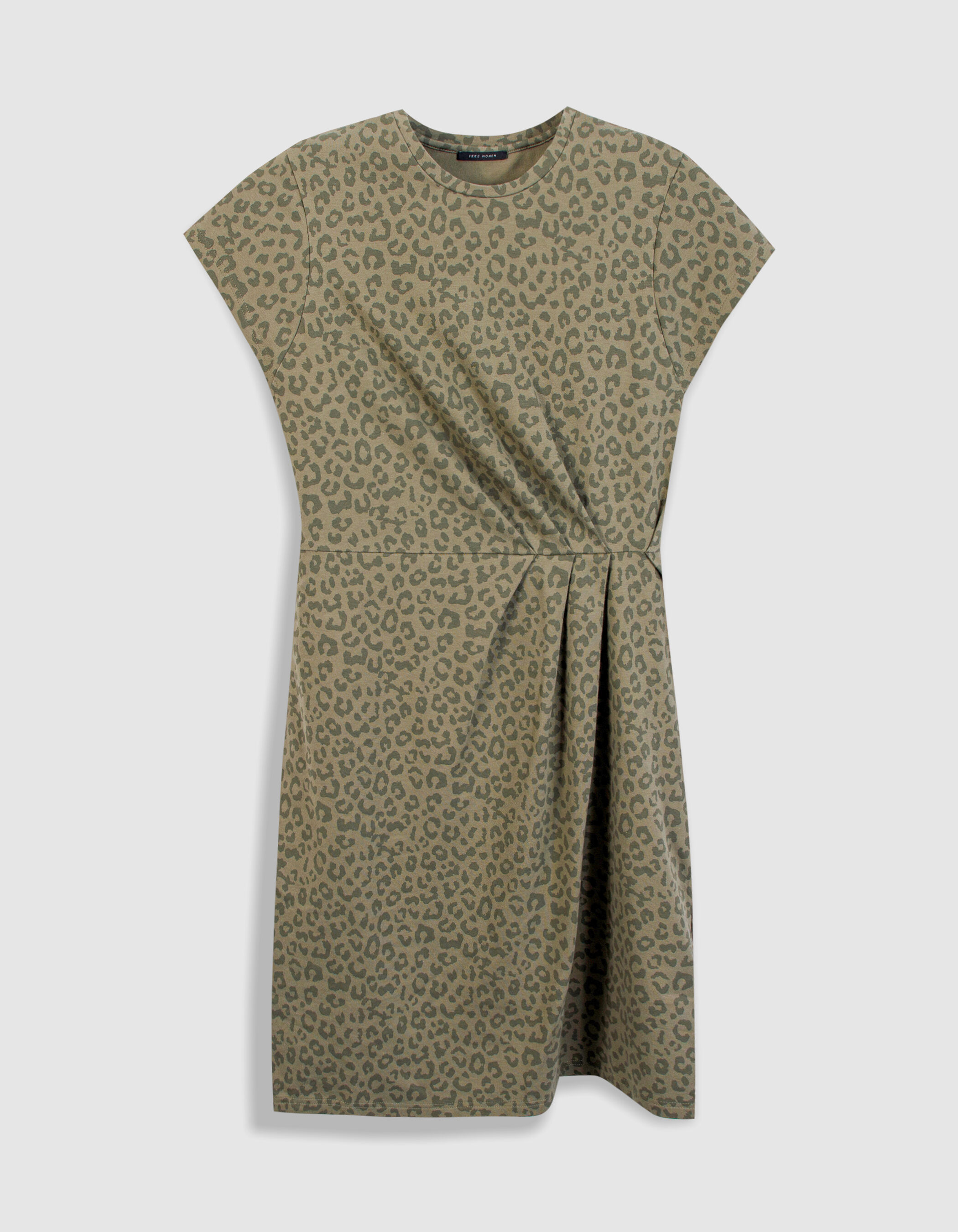 Robe kaki imprimé léopard ceinture à nouer Femme