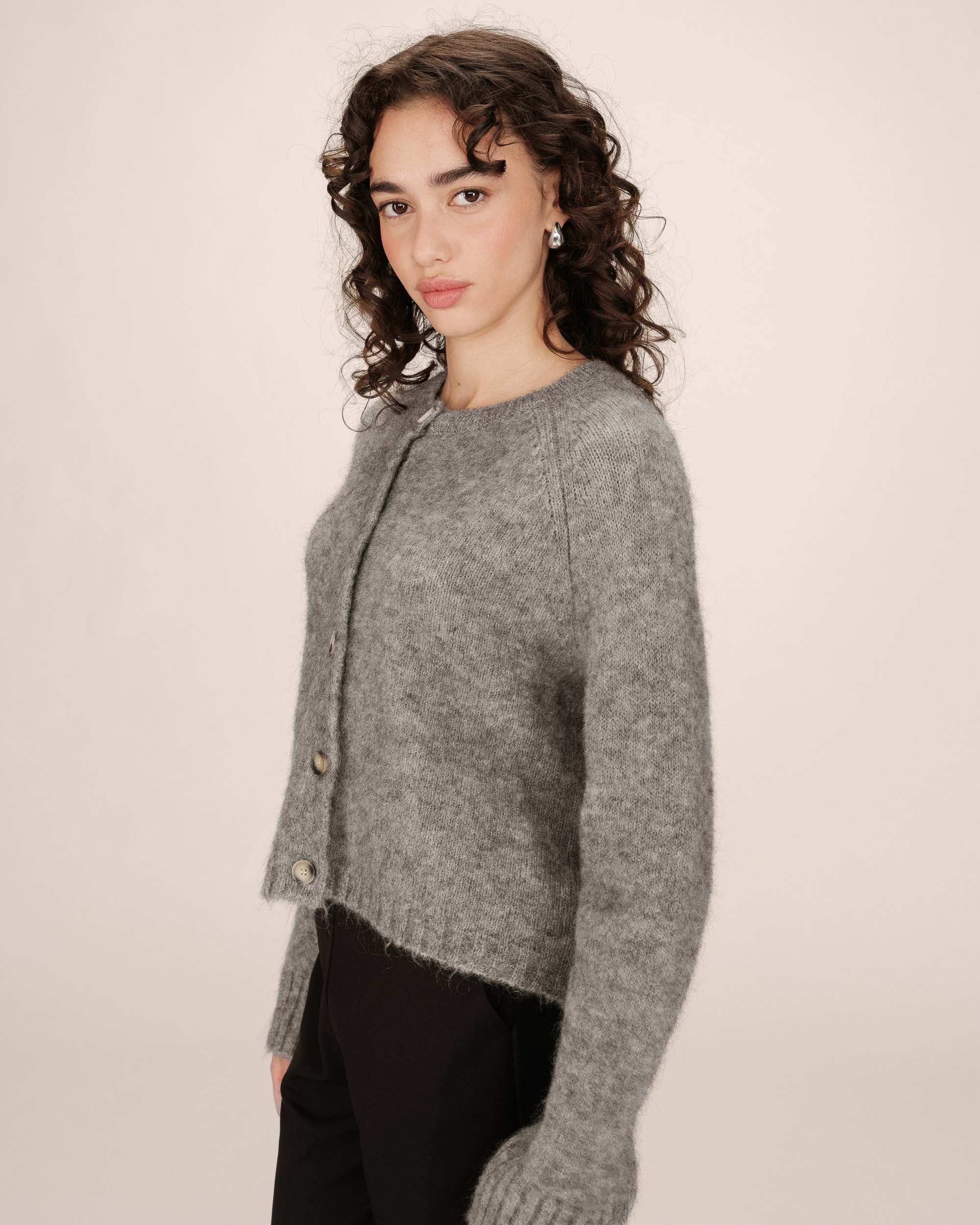 Cardigan laine et alpaga gris Salma