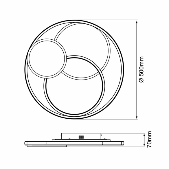 LED-Deckenleuchte »Runda G99371/22«, Ø: 50 cm, 50 W, 5200 lm, 3000-6500K, dimmbar, matt, dunkelgrau