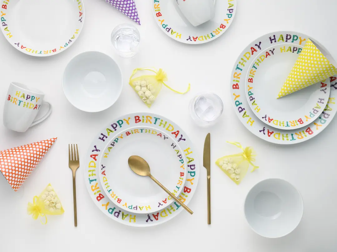 Geschirrset 20-teilig Happy Birthday