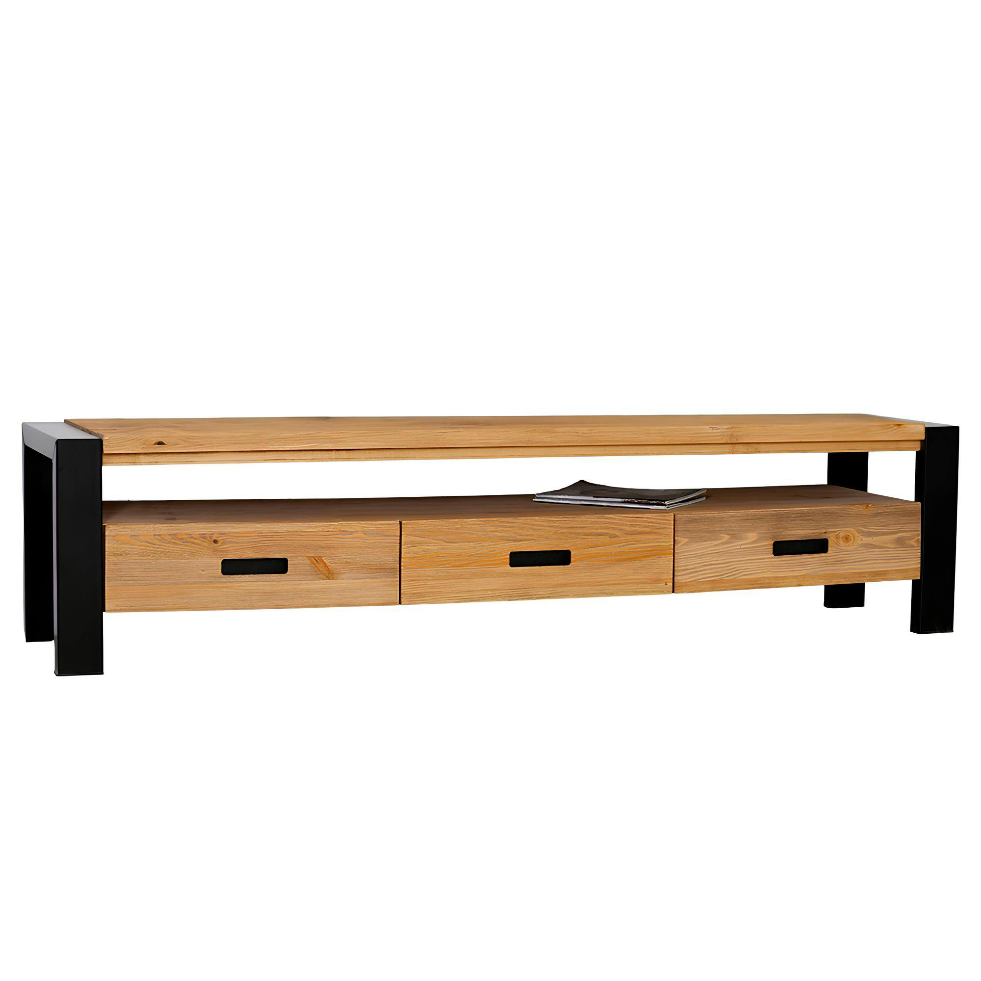 Meuble TV en pin massif 3 tiroirs LOUNDGE