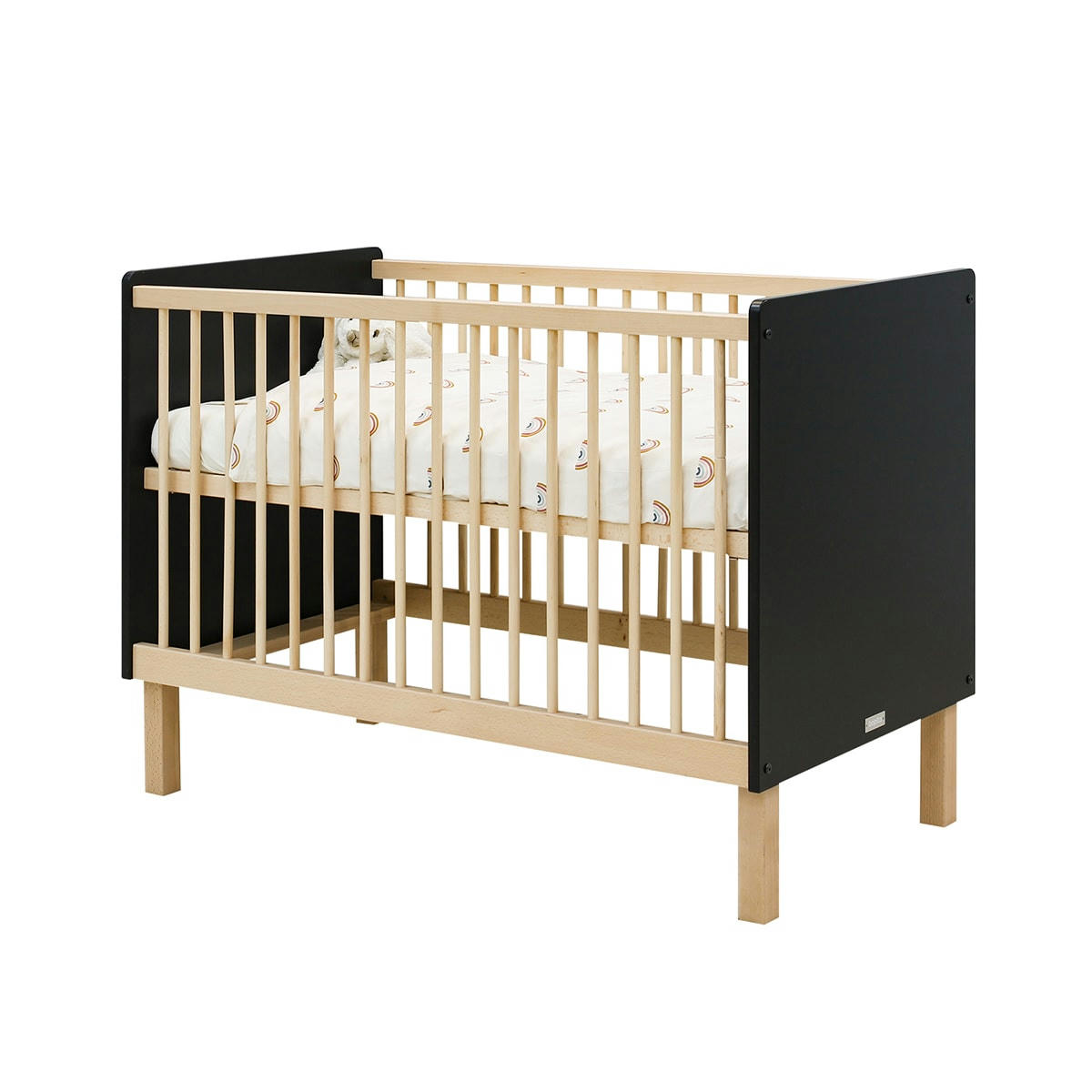 FLORIS - Lit bébé 60x120 noir mat naturel