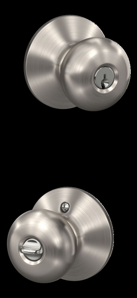 Schlage Plymouth Entry Keyed Ball Door Knob Lock Set, Satin Nickel
