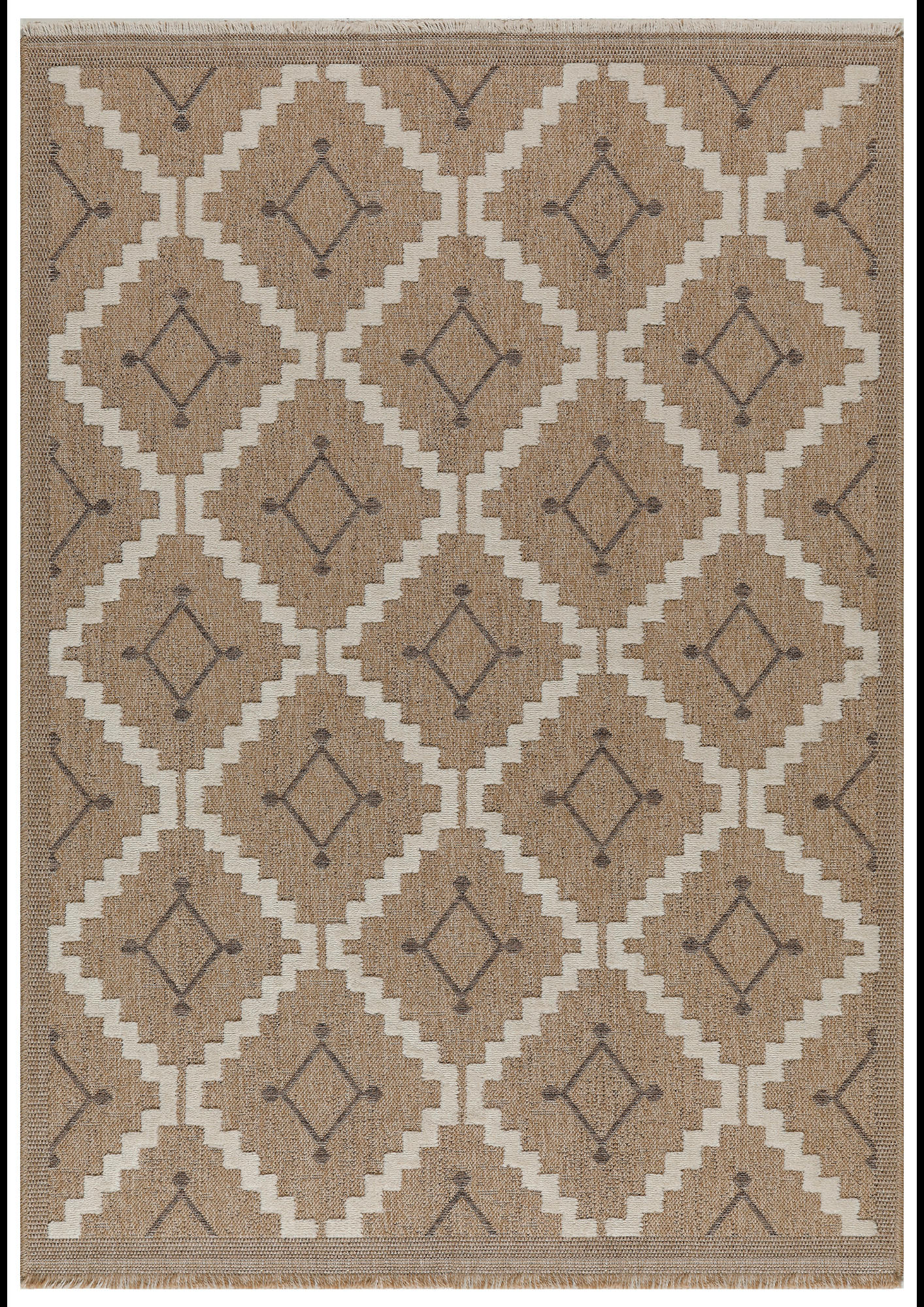 TULUM - Tapis intérieur et extérieur aspect jute géométrique marron-200x290