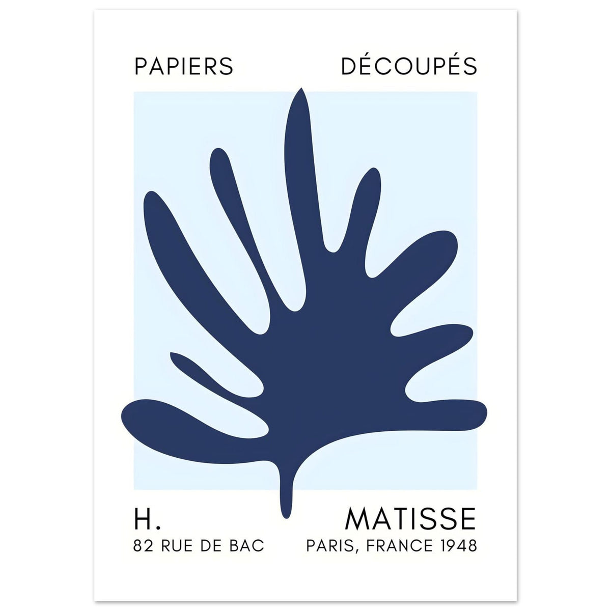 Artfulprints Poster Matisse – Coral drift navy blue I  - 50x70 cm - Blauw