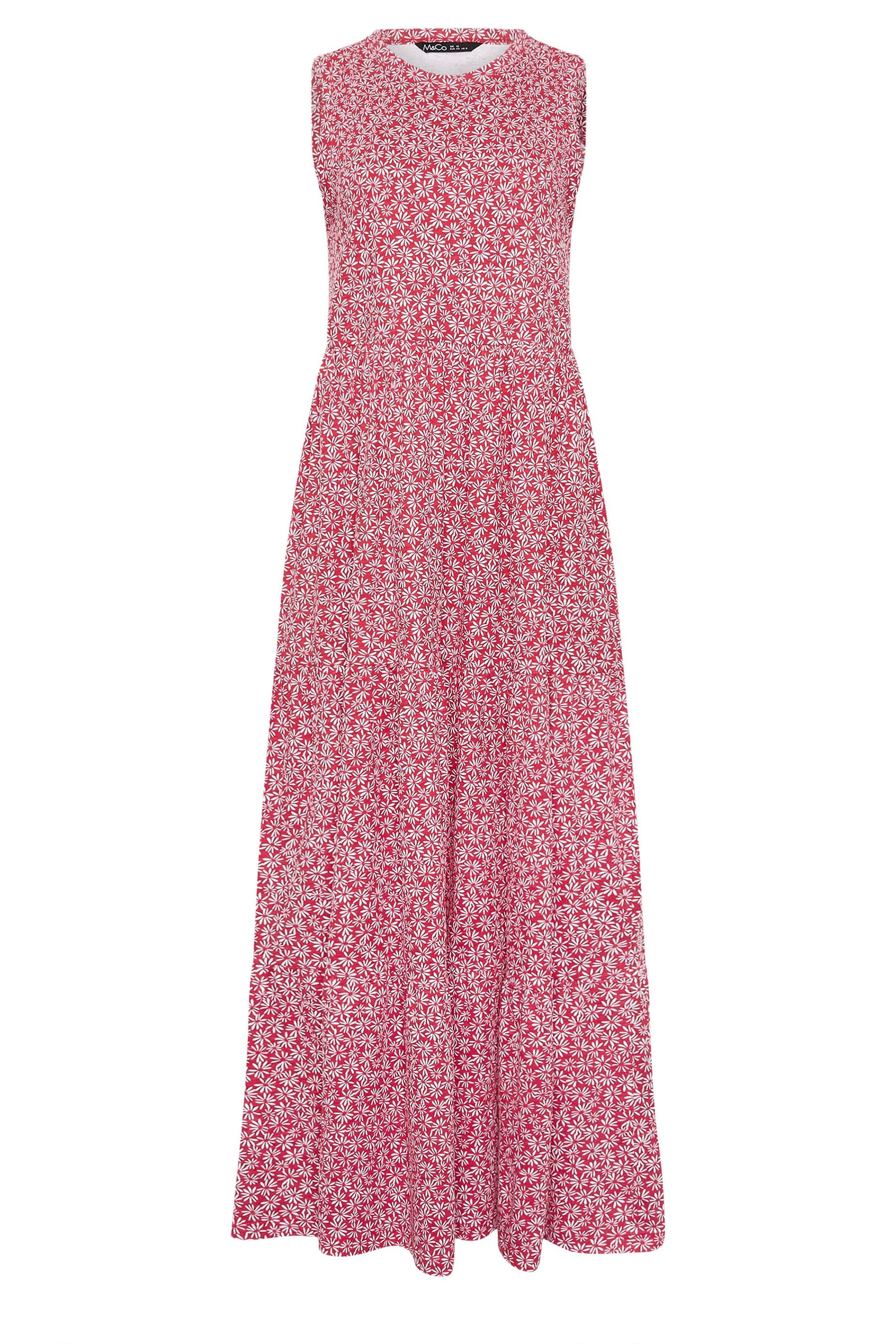 M&Co Floral Print Cotton Tiered Maxi Dress
