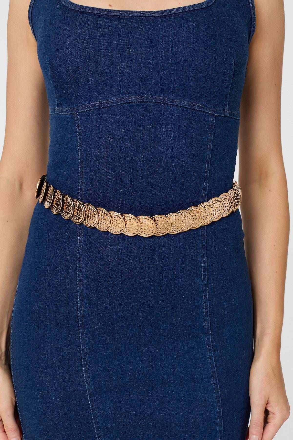 Izabel London Metallic Textured Coin Detail Belt
