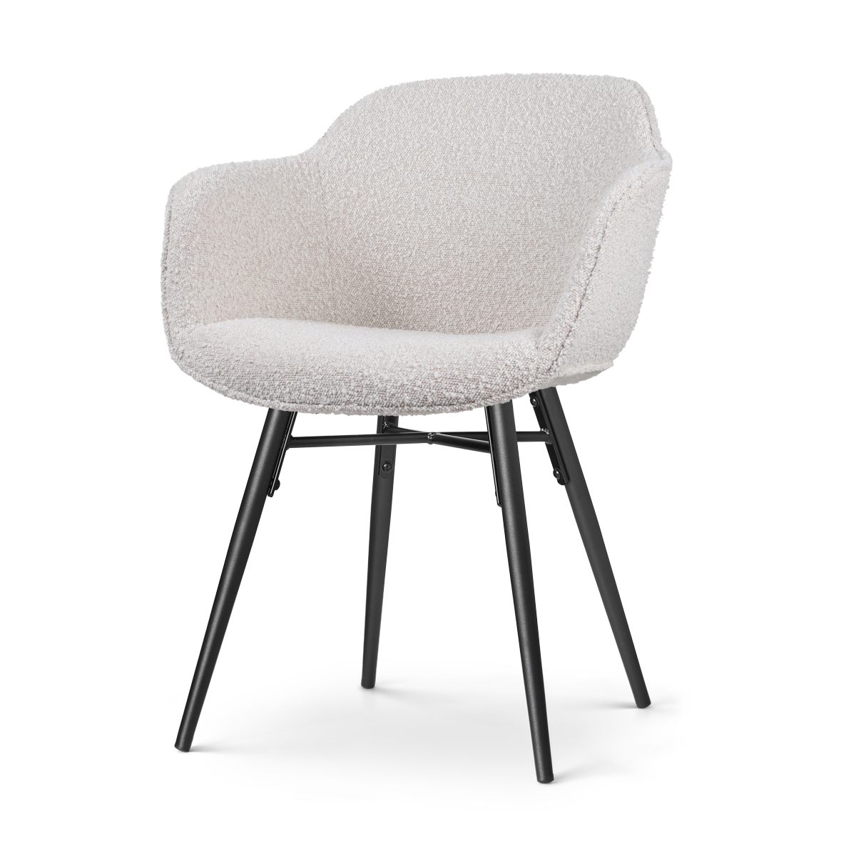 Nolon Nena-Mare Eetkamerstoel Bouclé Beige - Zwarte Houten Poten