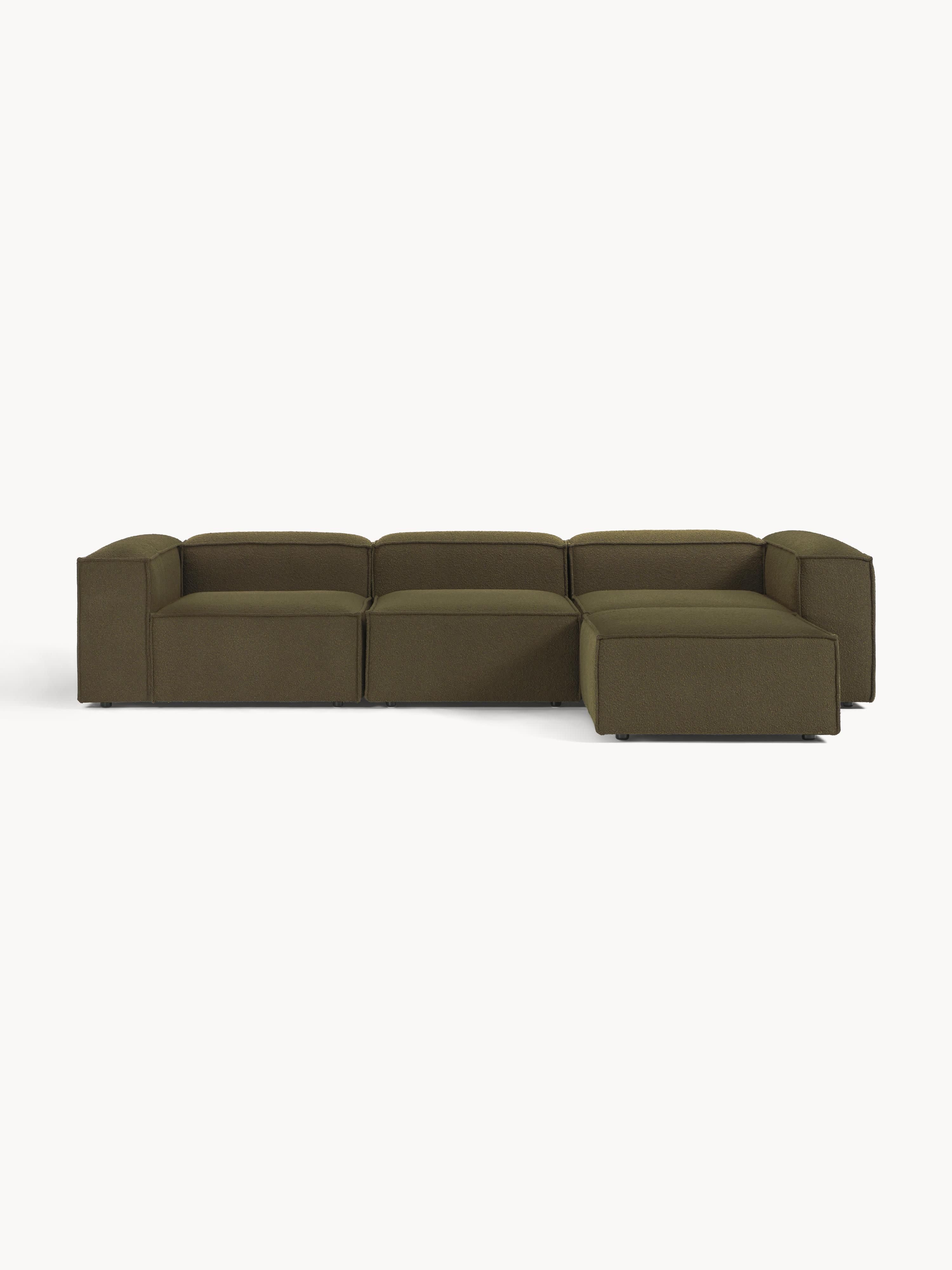 Modulares Sofa Lennon (4-Sitzer) aus Bouclé mit Hocker (links/rechts)