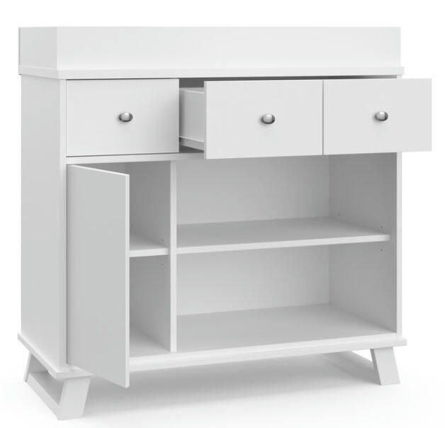 Storkcraft Modern Nursery Changing Table Dresser, White
