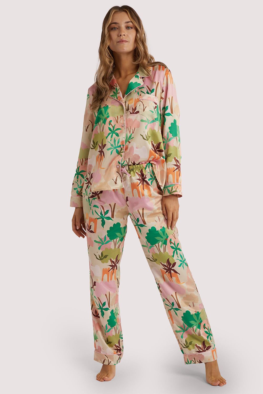 Playful Promises Alja Horvat Abstract Print Long Sleeve Satin 'Pj Top'