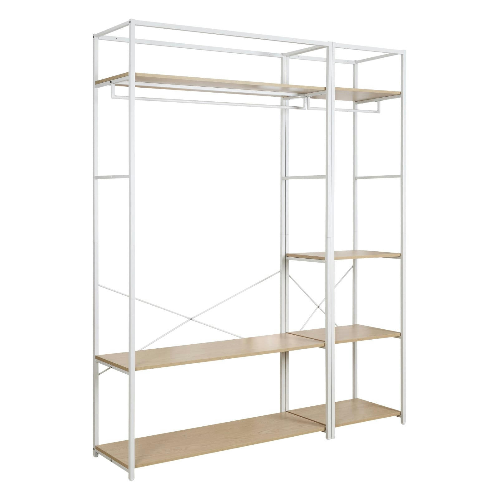 JUNE - Lot de 2 portants vêtements en bois et métal  Blanc