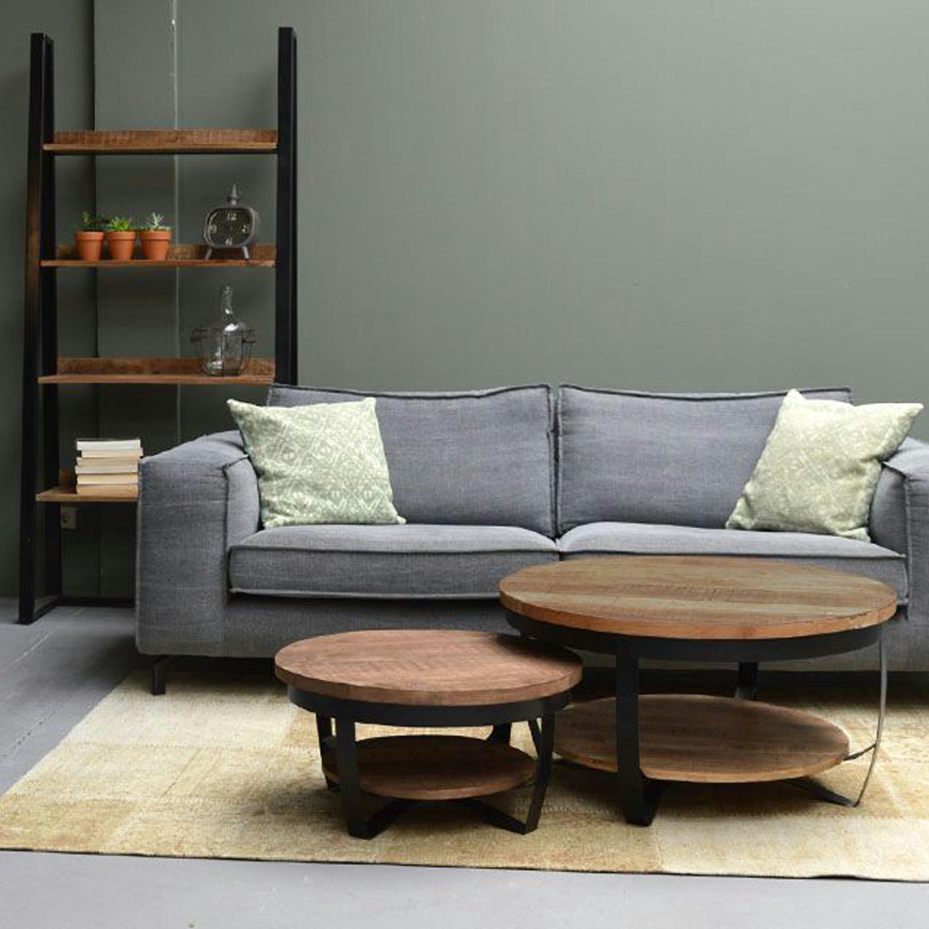 MARK - MARK-Table basse diam.85 cm en Manguier et métal noir