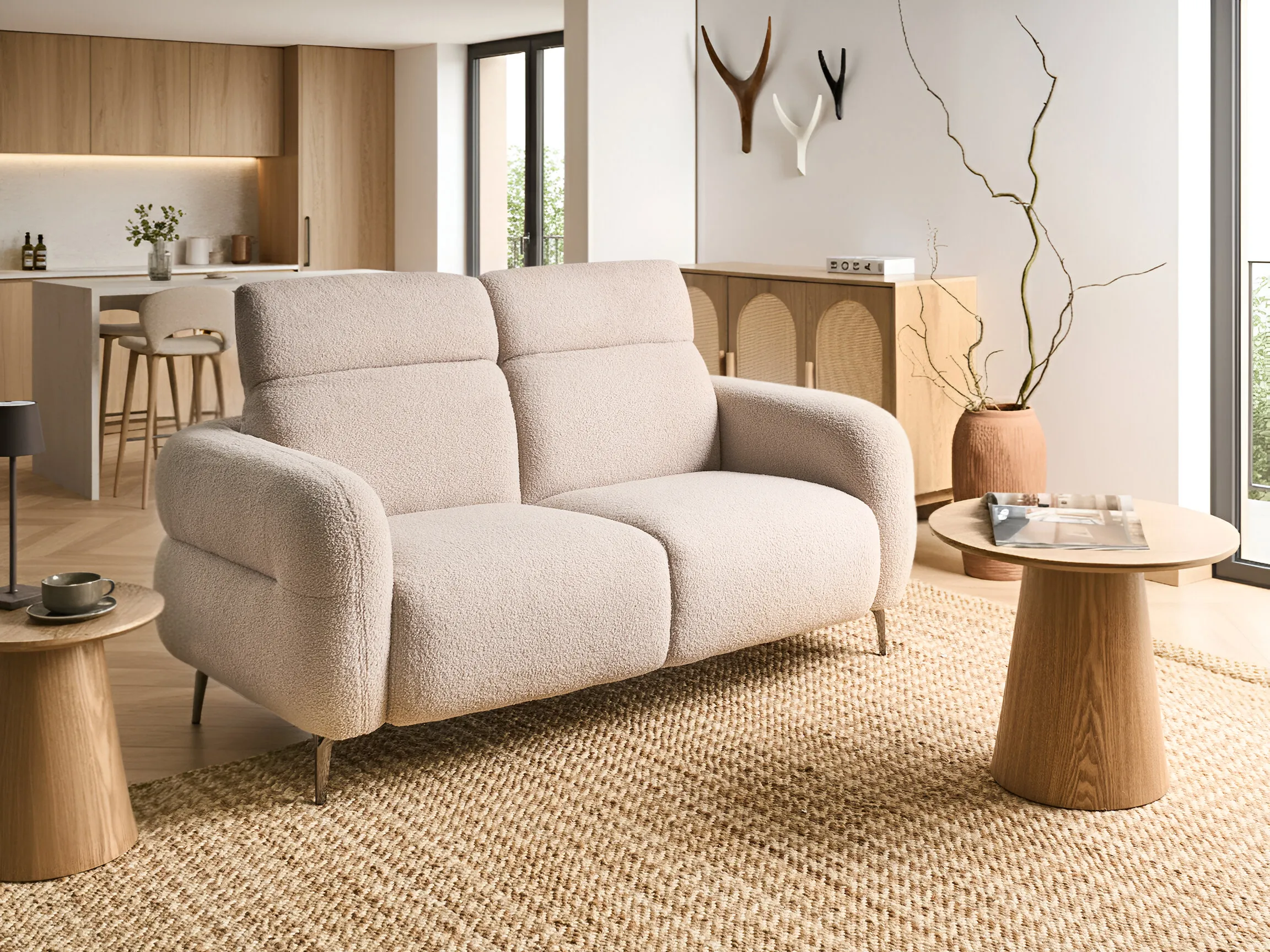 Sofa 2 Seater ARTUNA Boucle Beige