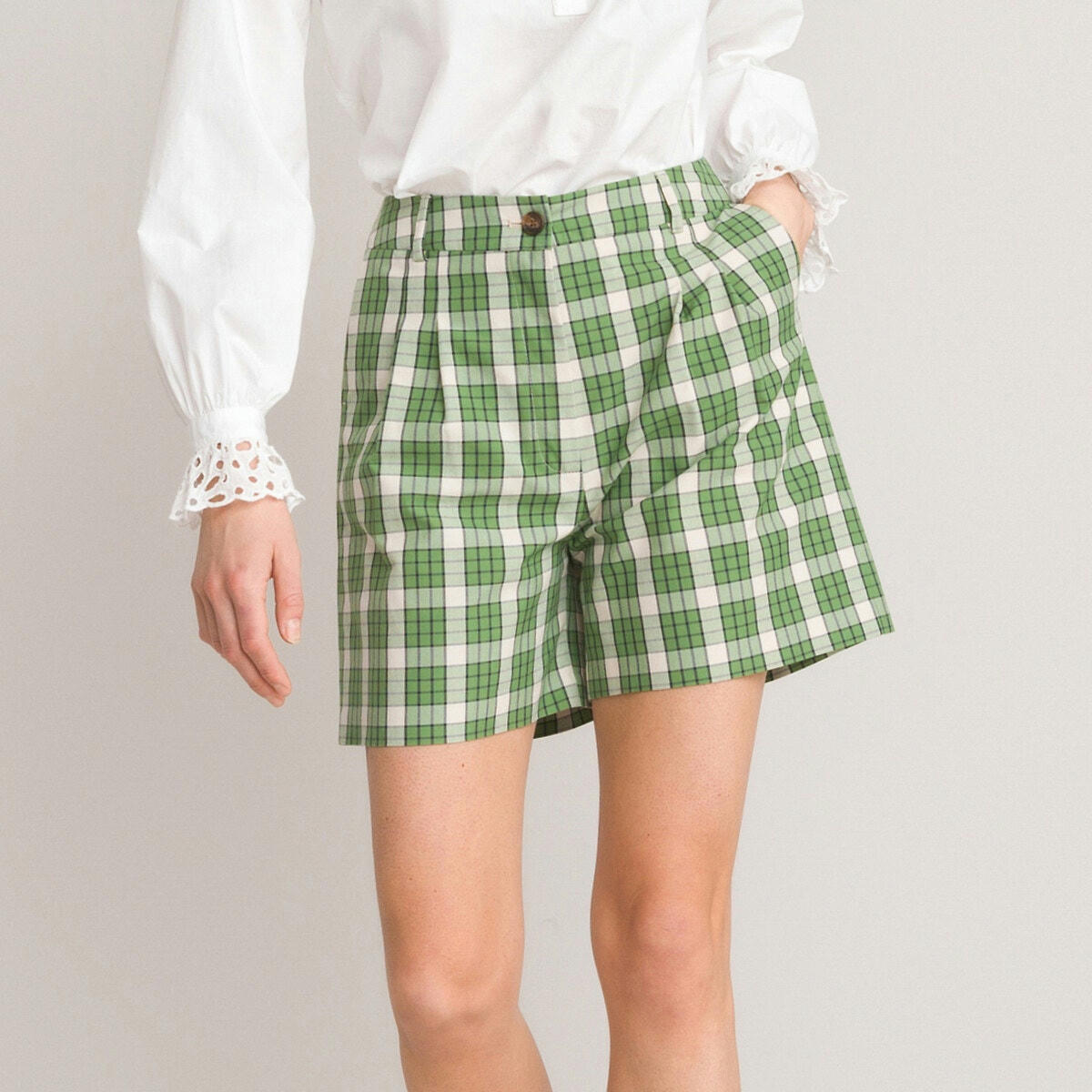 Short à carreaux fabriqué en Europe