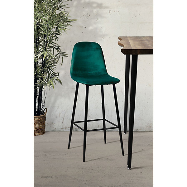 Lot de 4 Tabourets de bar en velours vintage Inoui