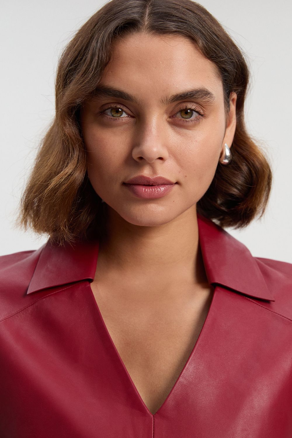 KarenMillen Leather Collared Tailored Midi Dress