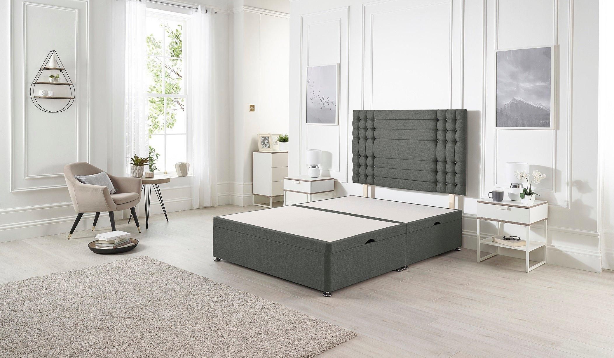 Somnior Flexby Linen Fabric Side Opening Ottoman Bed With Headboard