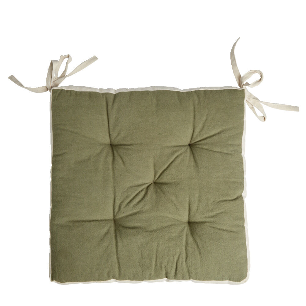 Galette de chaise matelassée en coton vert 40x40cm