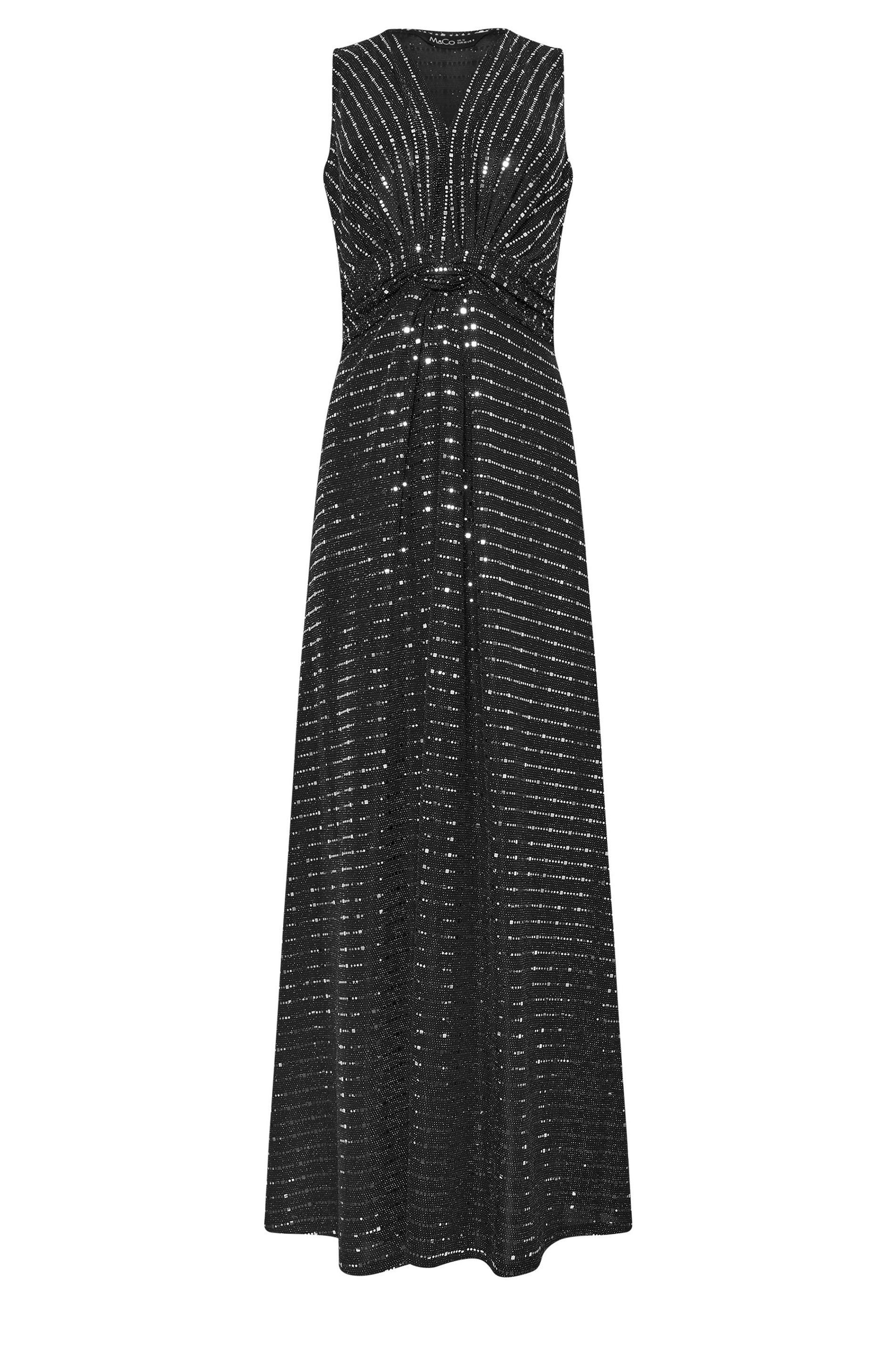 M&Co Sequin Twist Front Maxi Dress