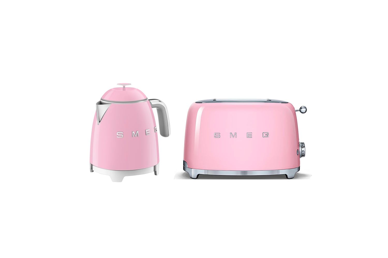 Smeg Mini Kettle and Toaster Set, 2 Slice, 950W, Pink, KLF05PKUK/TSF01PKUK