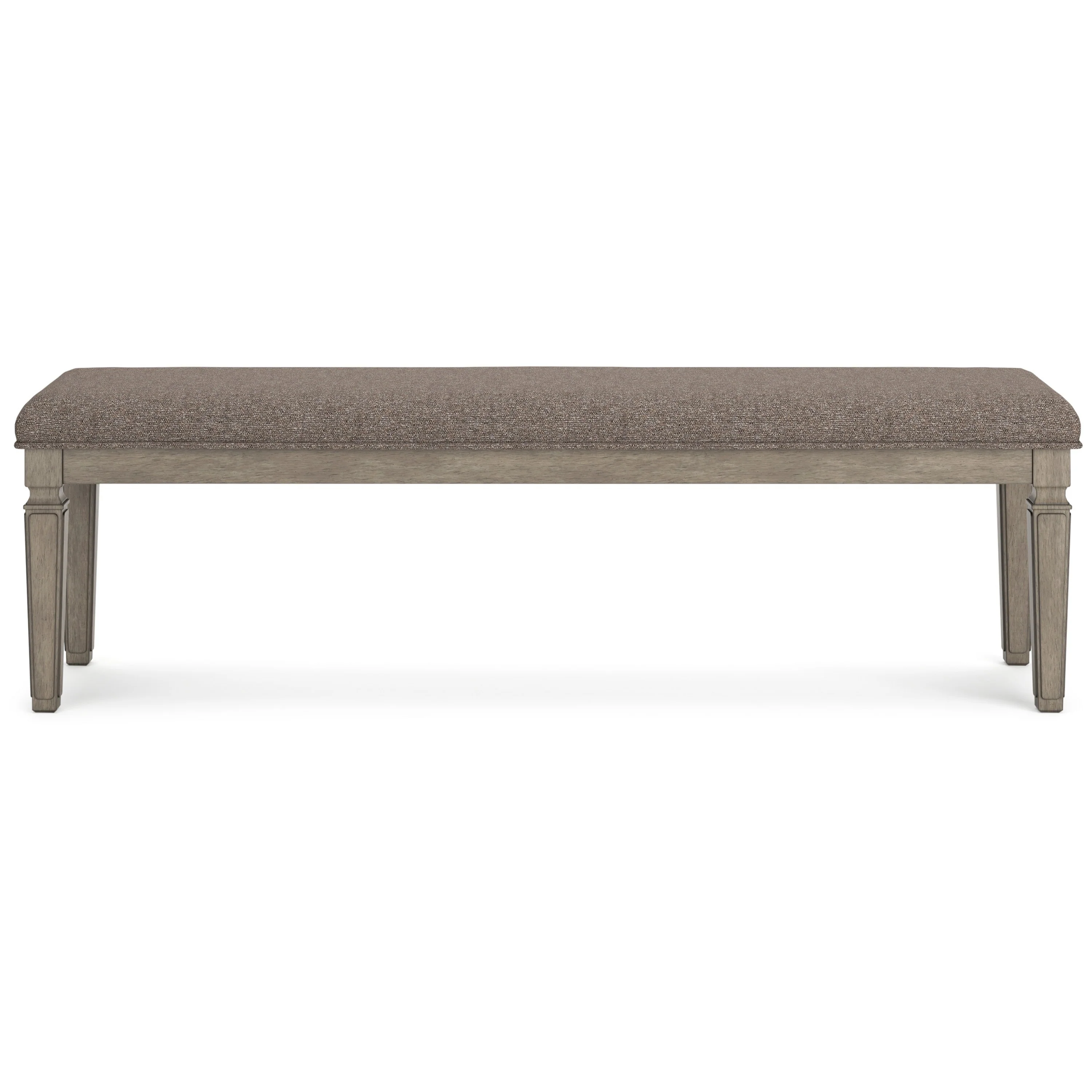 Orny Dining Bench, Louis Philippe Gray Wood, Brown Polyester 63 Inch