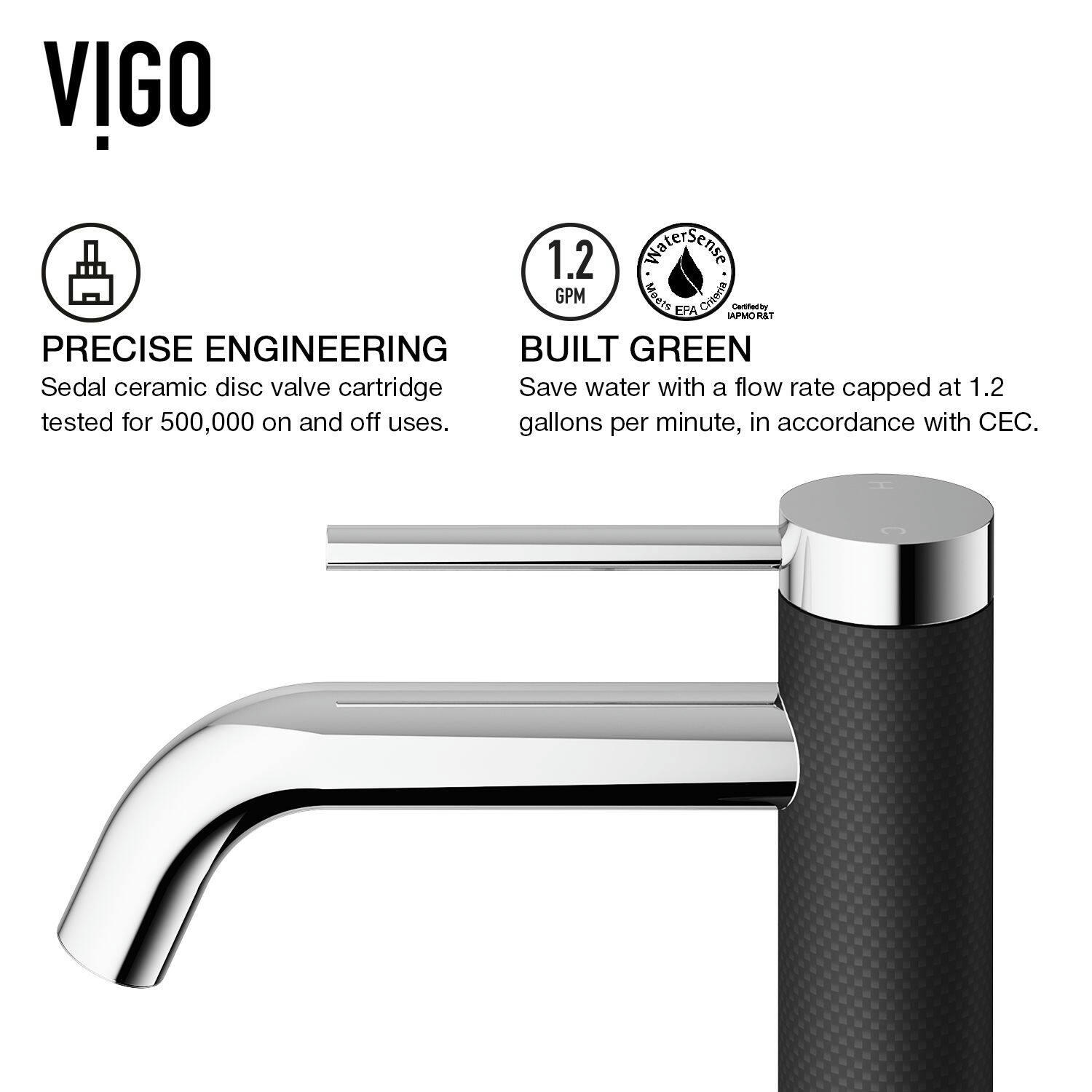VIGO Lexington Single Handle Vessel Sink Bathroom Faucet with cFiber© Body, Chrome