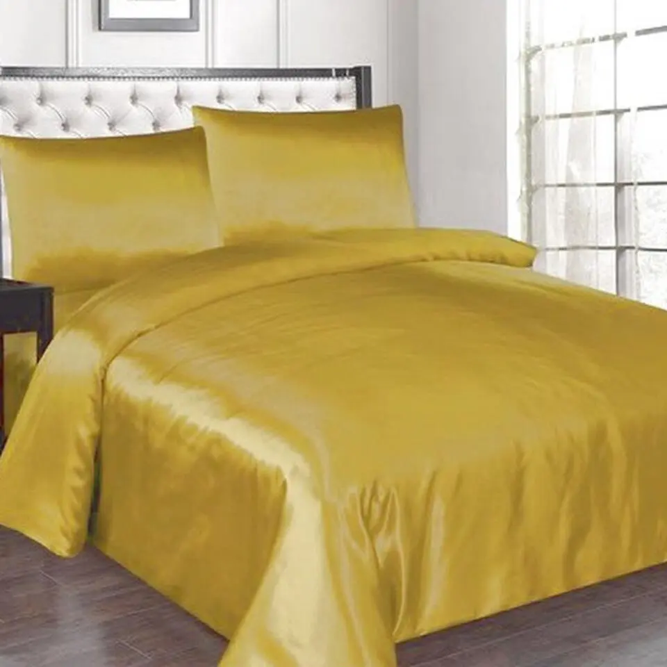 Glanzend Satijnen Dekbedovertrek Beauty Silk Goud-1-persoons (140 x...
