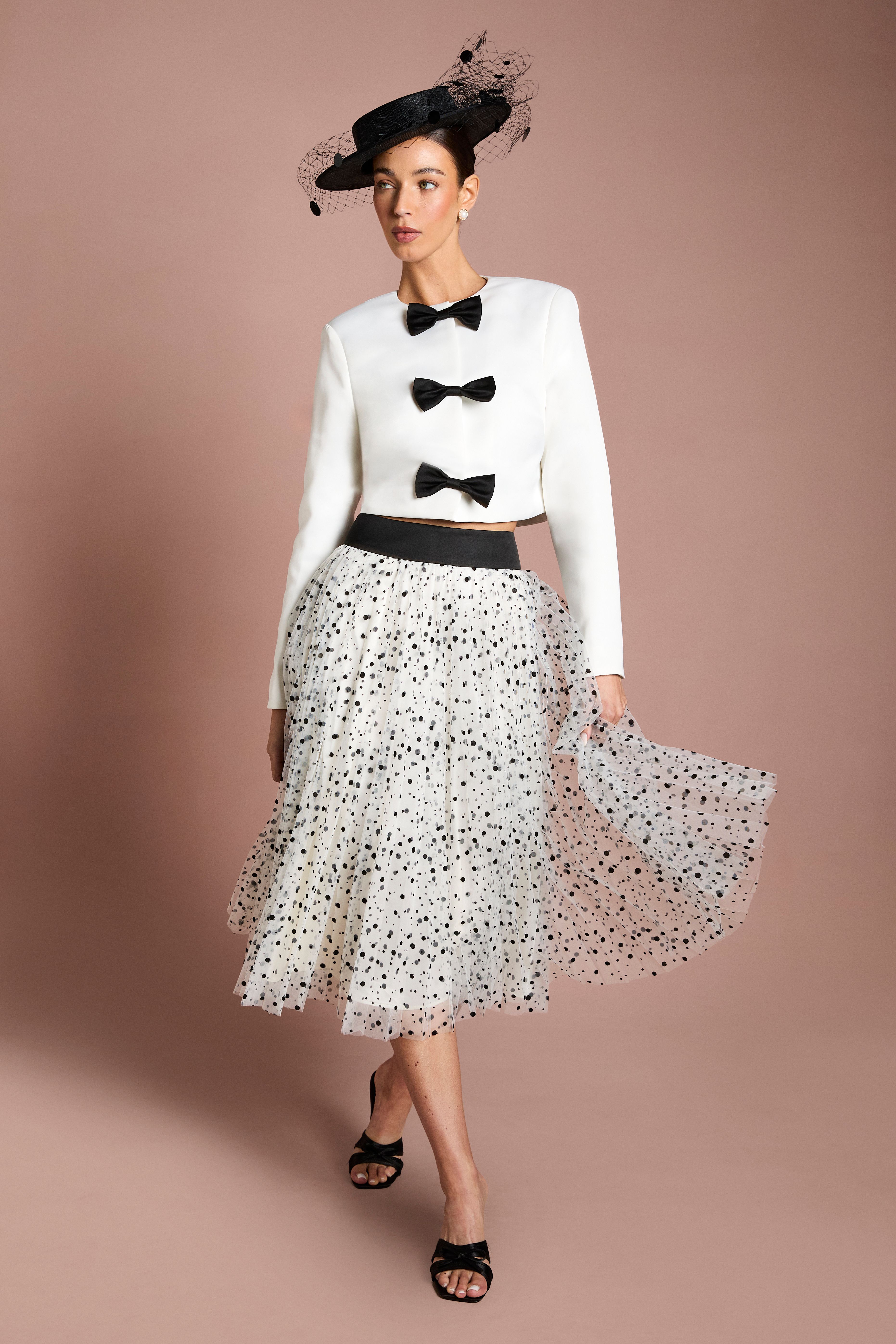 Coast Lisa Tan Structured Satin Bow Front Jacket