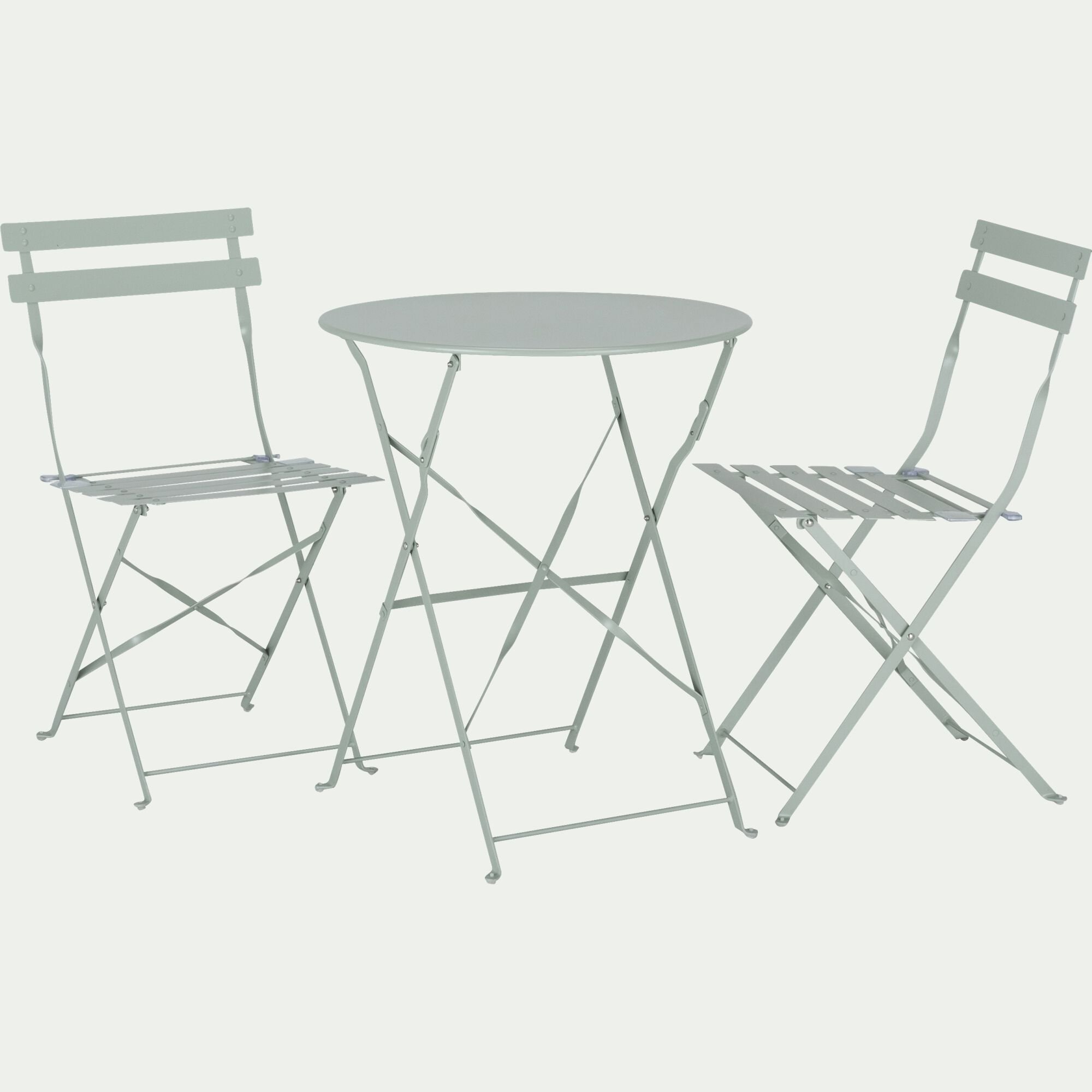 CERVIONE - Table de jardin pliante en acier - vert olivier (2 places)