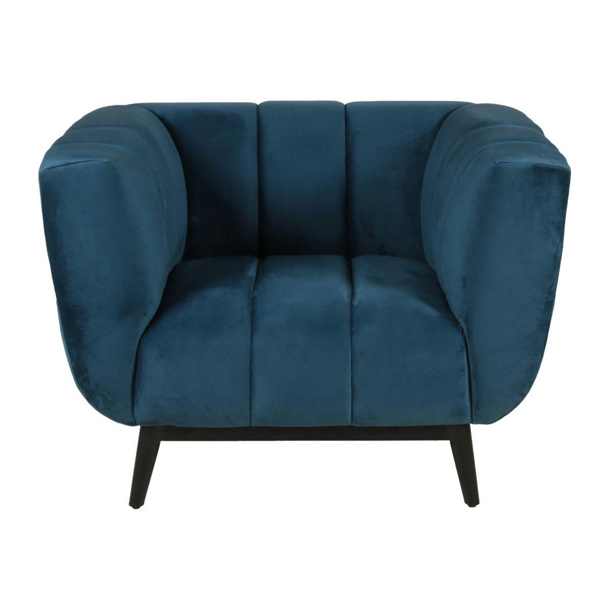 AMARO - Fauteuil velours bleu capitonné