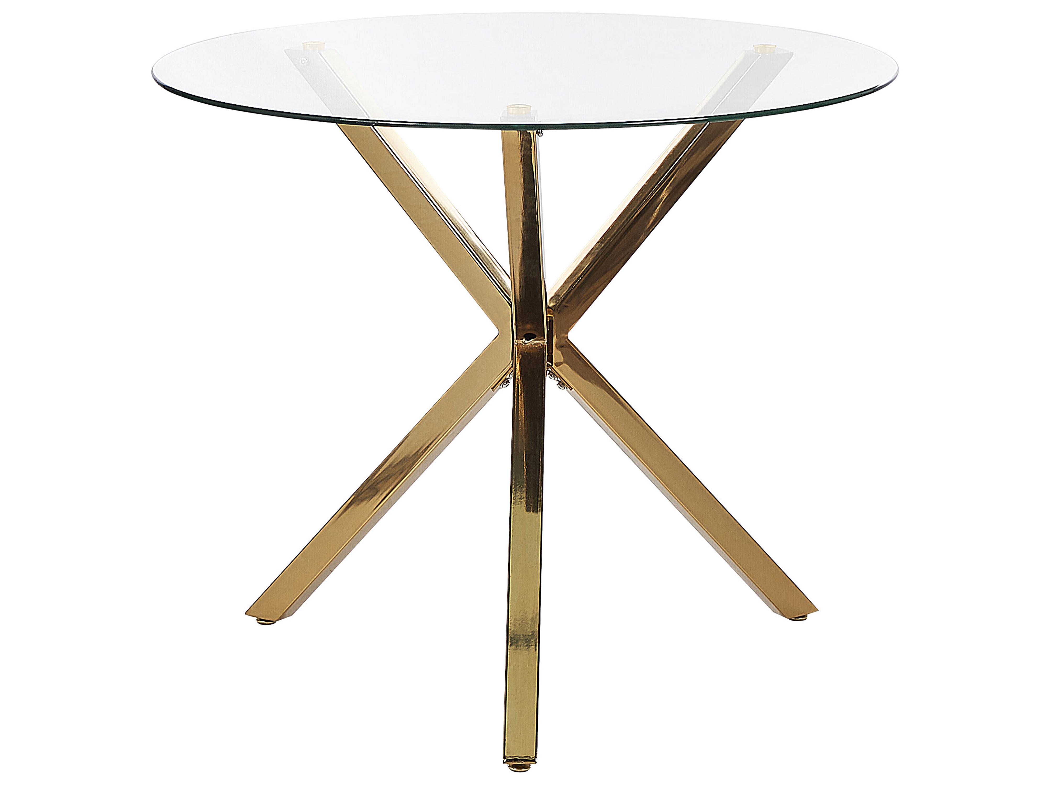 Dining Table SAVONI Gold 90 cm 90 cm Tempered Glass