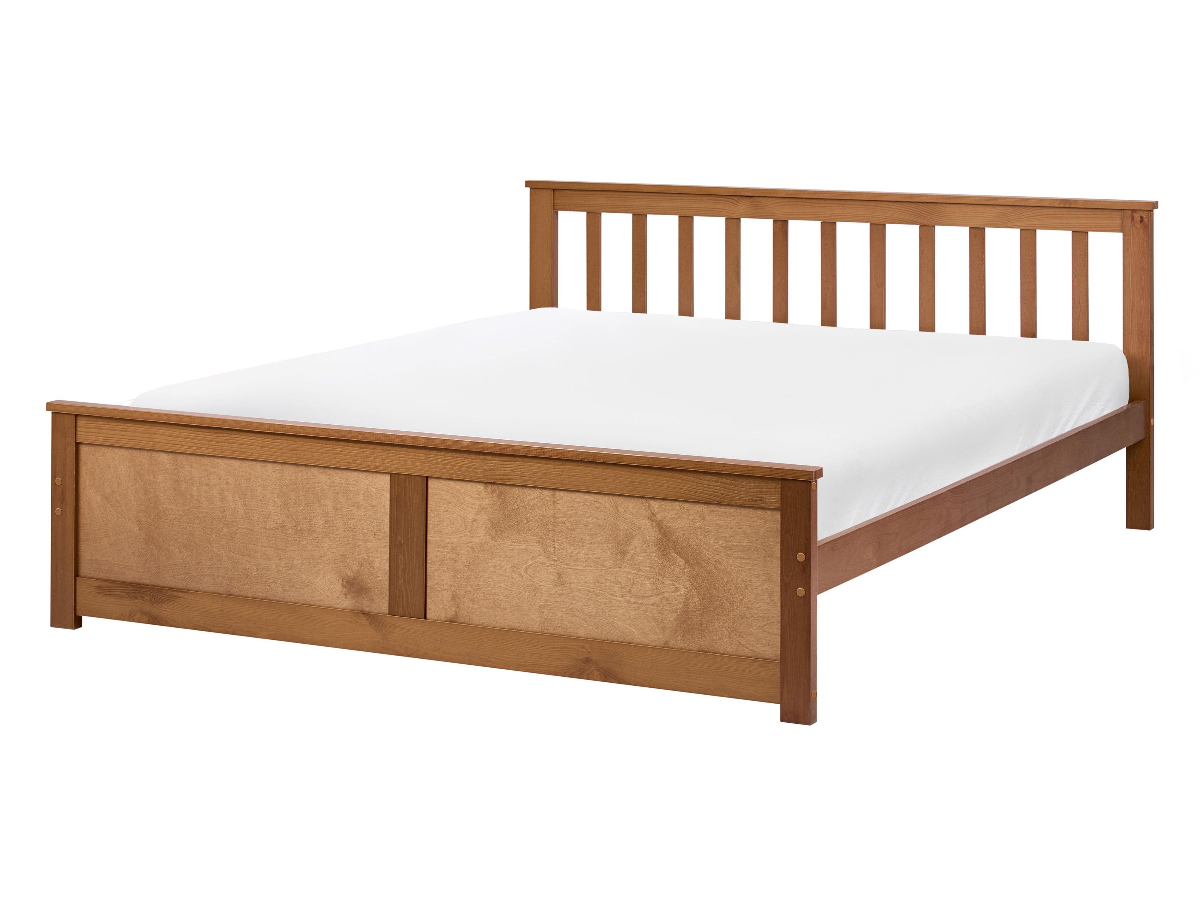 Bed Pine Wood OLENDON 140 x 200 cm (EU Double) Brown