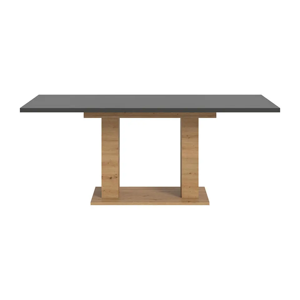 Hioshop Motion eetkamertafel dubbele zuilpoot 90x150/190cm incl 1 verlengblad