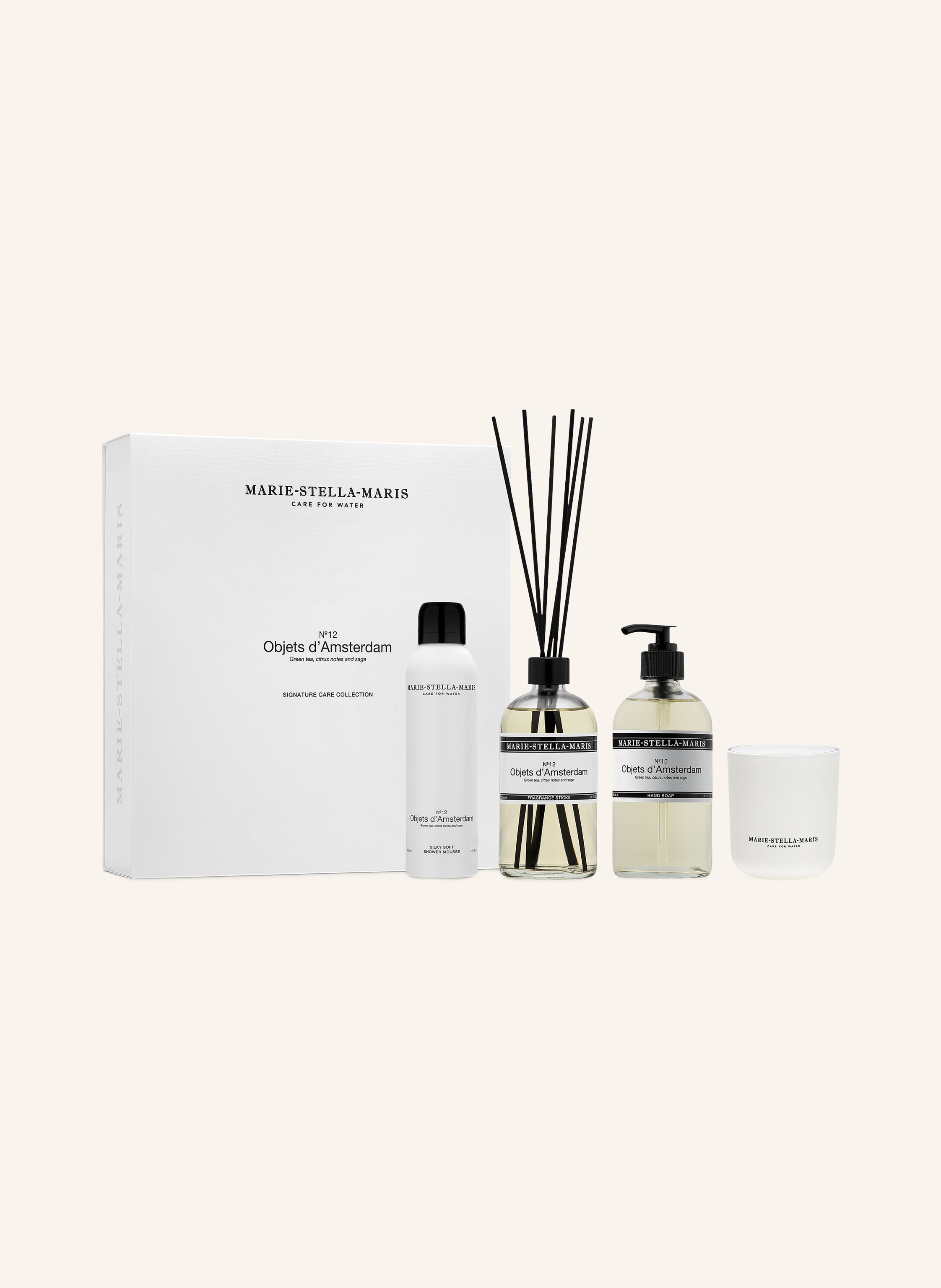 MARIE-STELLA-MARIS Set VOYAGE VÉTIVER: Raumduft, Duftkerze, Handseife und Duschmousse