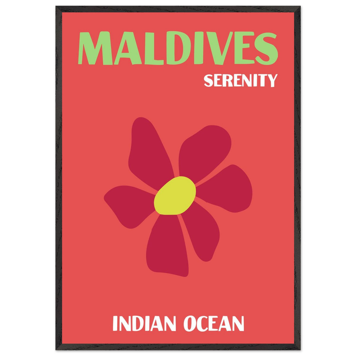 Artfulprints Poster met Lijst Indian Ocean - Maldives  - 70x100 cm - Rood