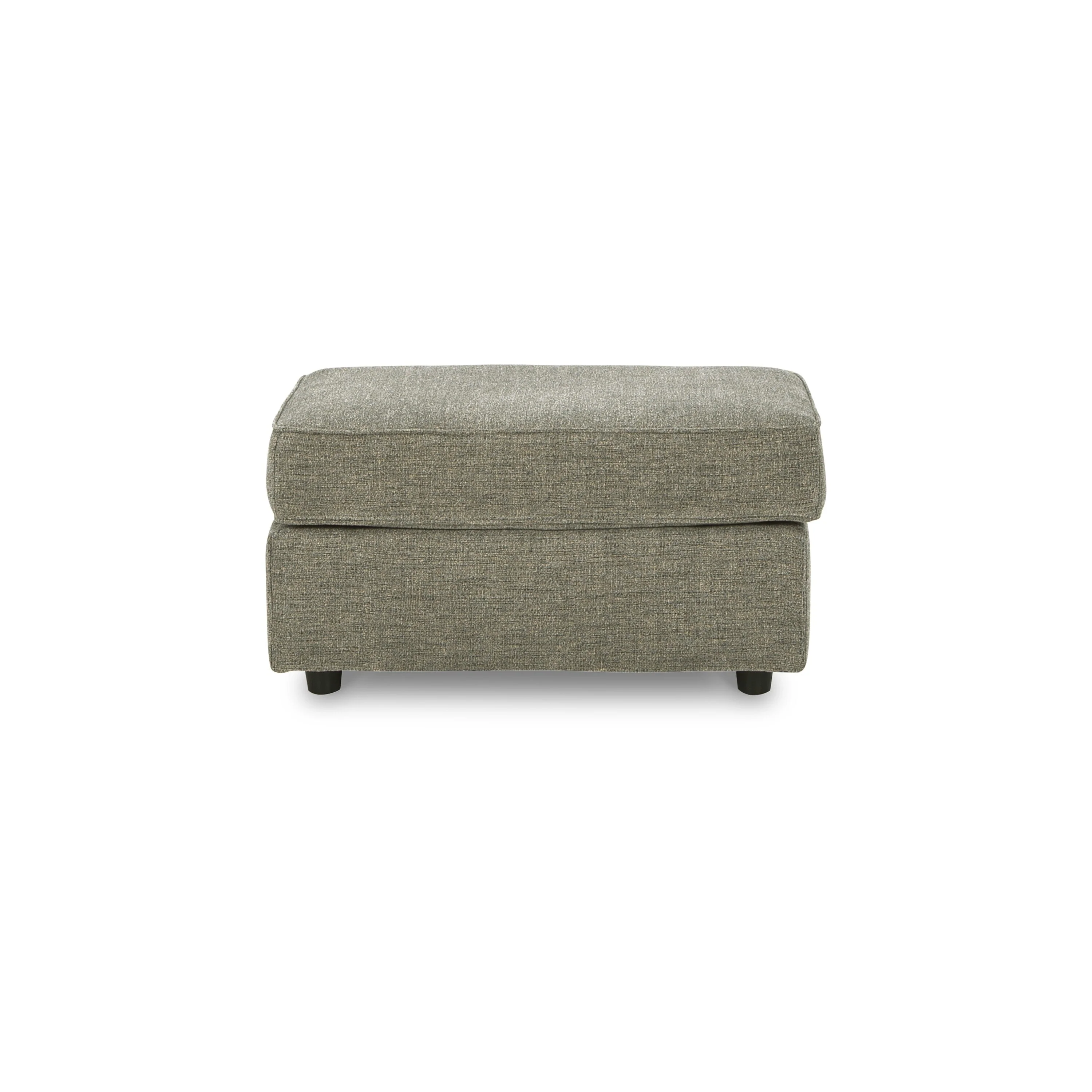 Timu Accent Ottoman, 34 Inch Rectangular Welt Trim, Gray Polyester