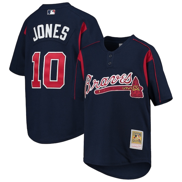Chipper Jones Atlanta Braves Youth Cooperstown Collection Mesh Batting Practice Jersey - Navy