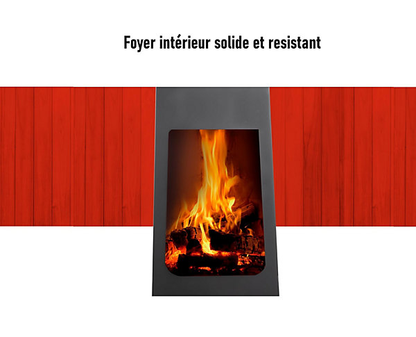 Brasero Pied Acier Noir au Carbone - 150 x 36 x 36 cm Incinérateur de Jardin  Bac Récupération de Cendres - Rangement de Bois
