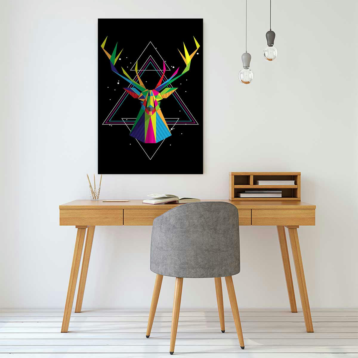 - Tableau tête de cerf origami imprimé sur toile 80x120cm