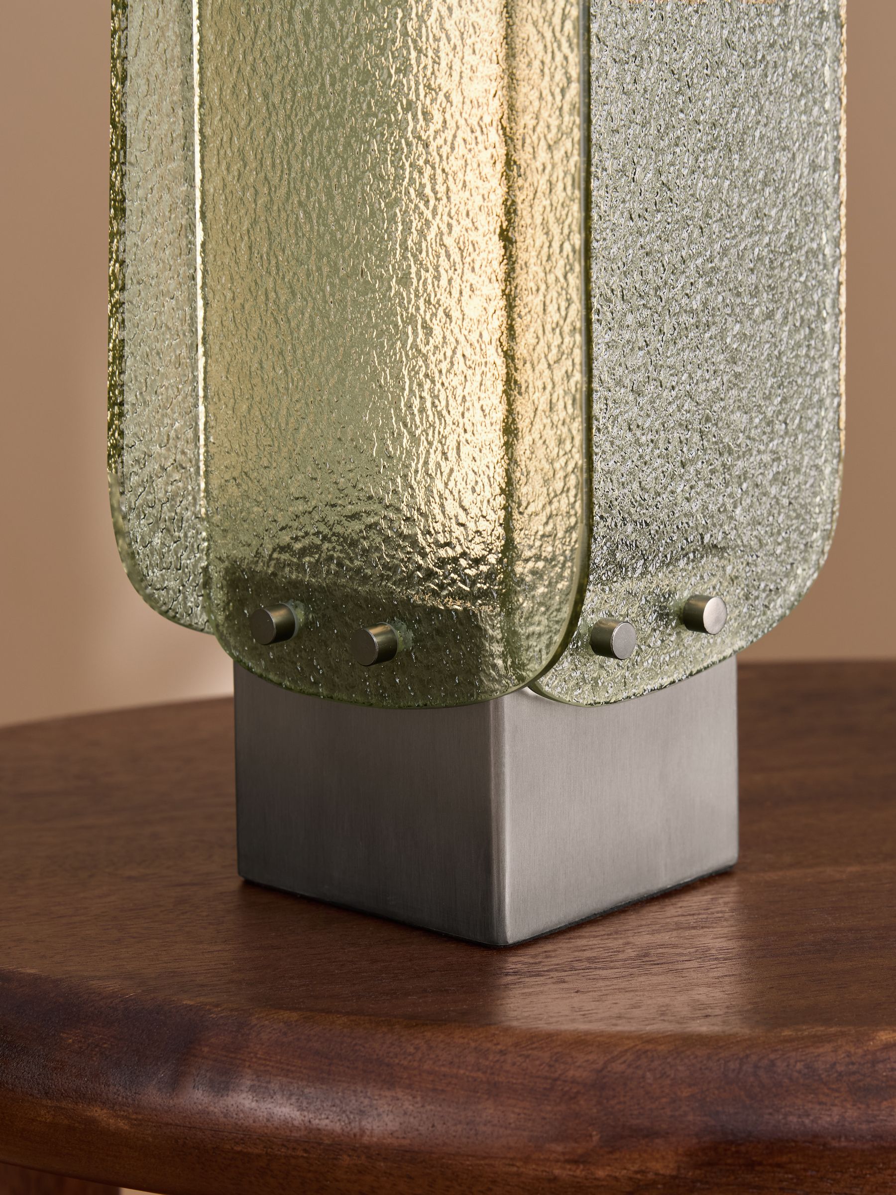 Sacha Rechargeable Wireless Table Lamp in Silver/Green