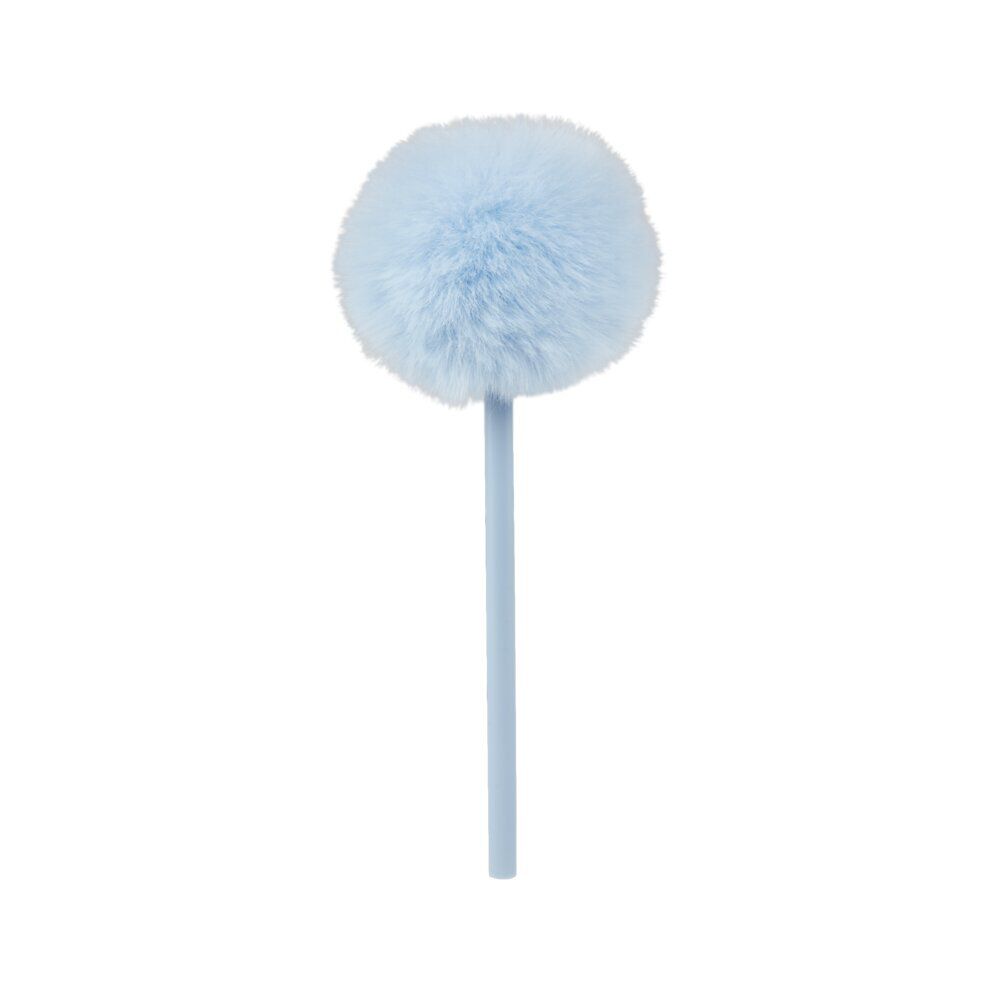 Stylo pompon tulle bleu L22cm